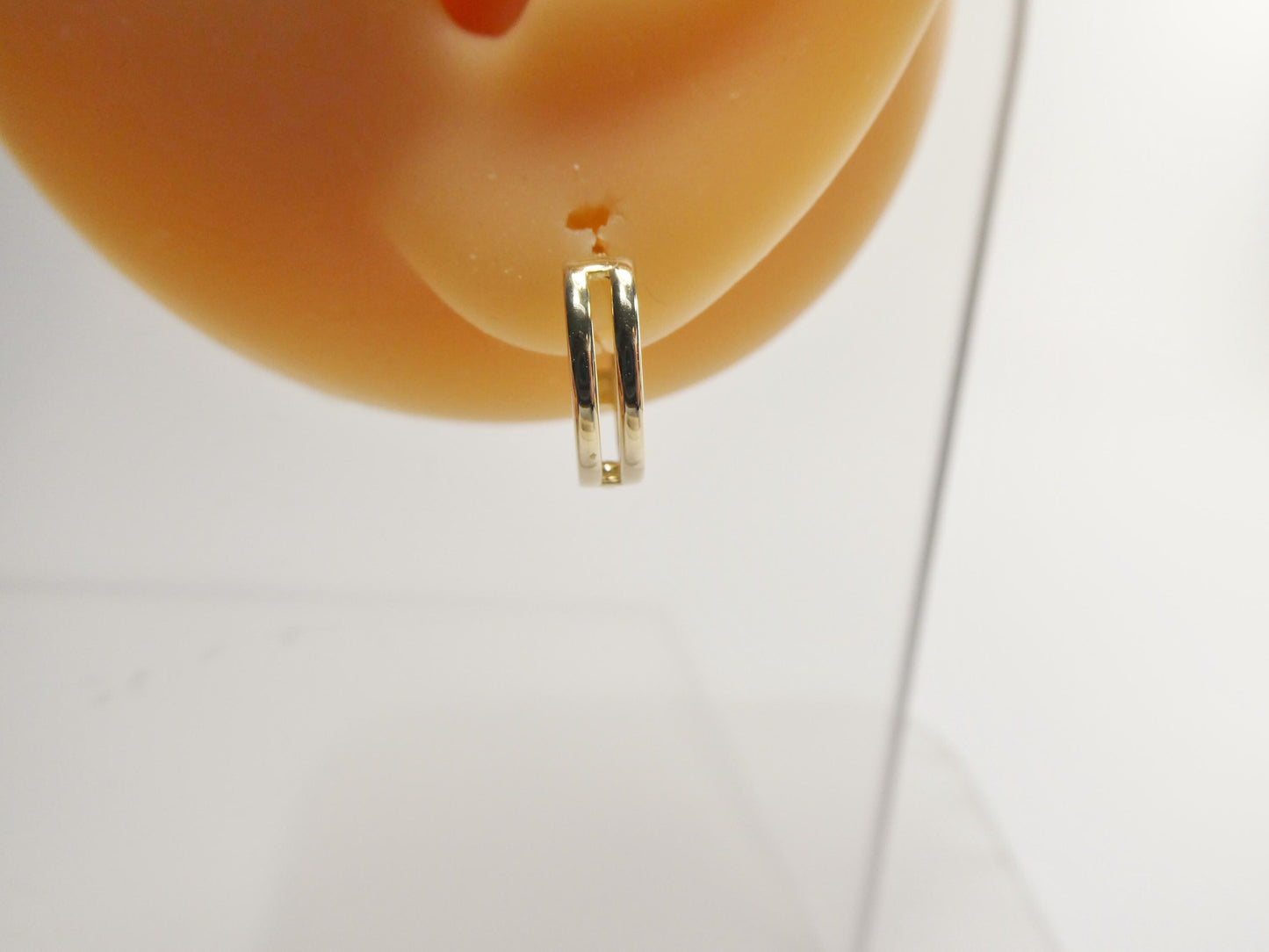 real 10k solid yellow gold designer high polish hoop huggie earrings