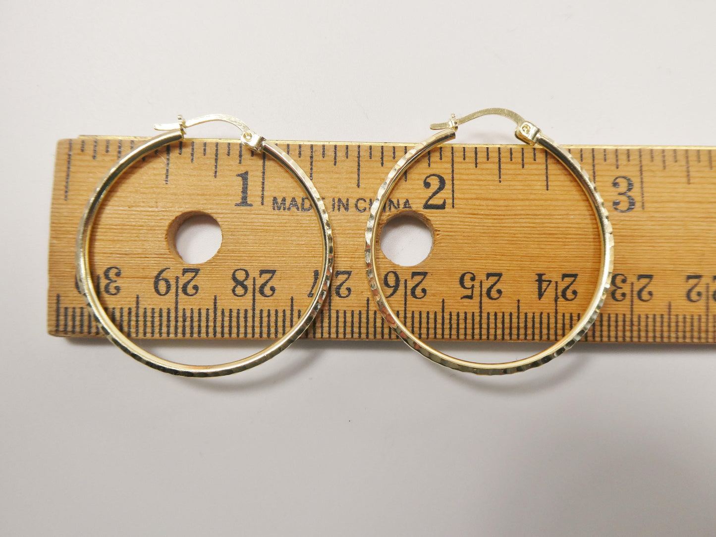 10k real solid yellow gold full diamond cut hoop earrings