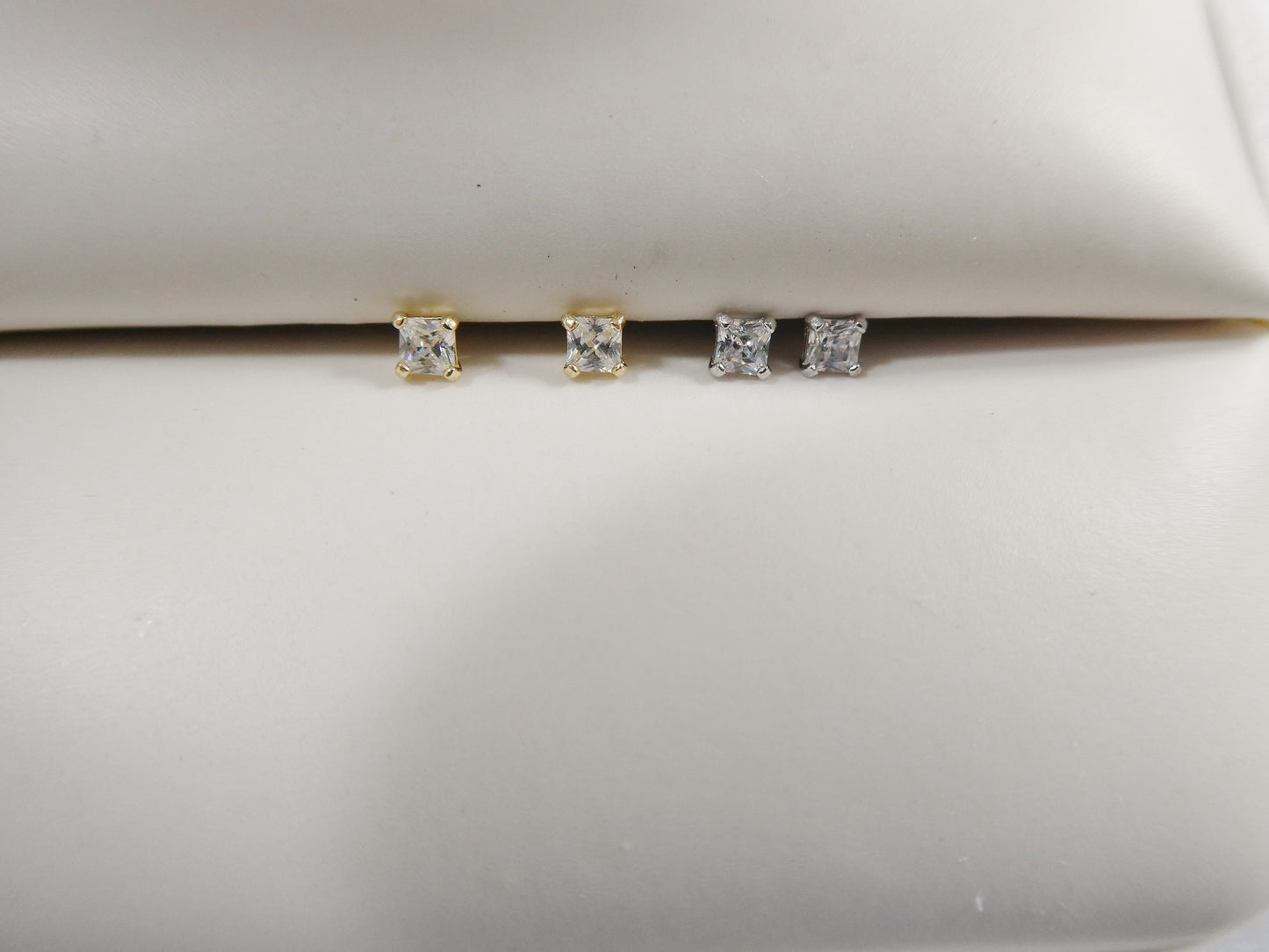 10k real solid yellow gold push post pair 2MM square nose earring