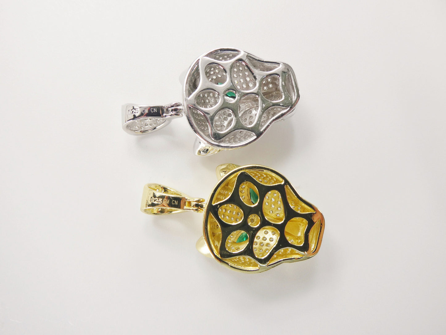 real 925 sterling silver full stone setting leopard designs pendent