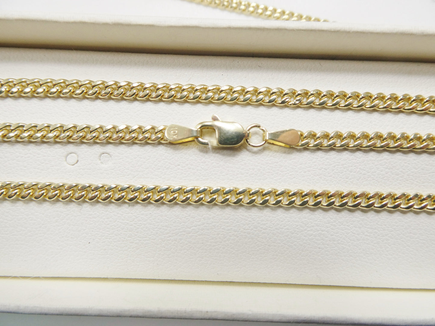 Real 10k Solid Yellow Gold 3mm Curb Link Chain Necklace