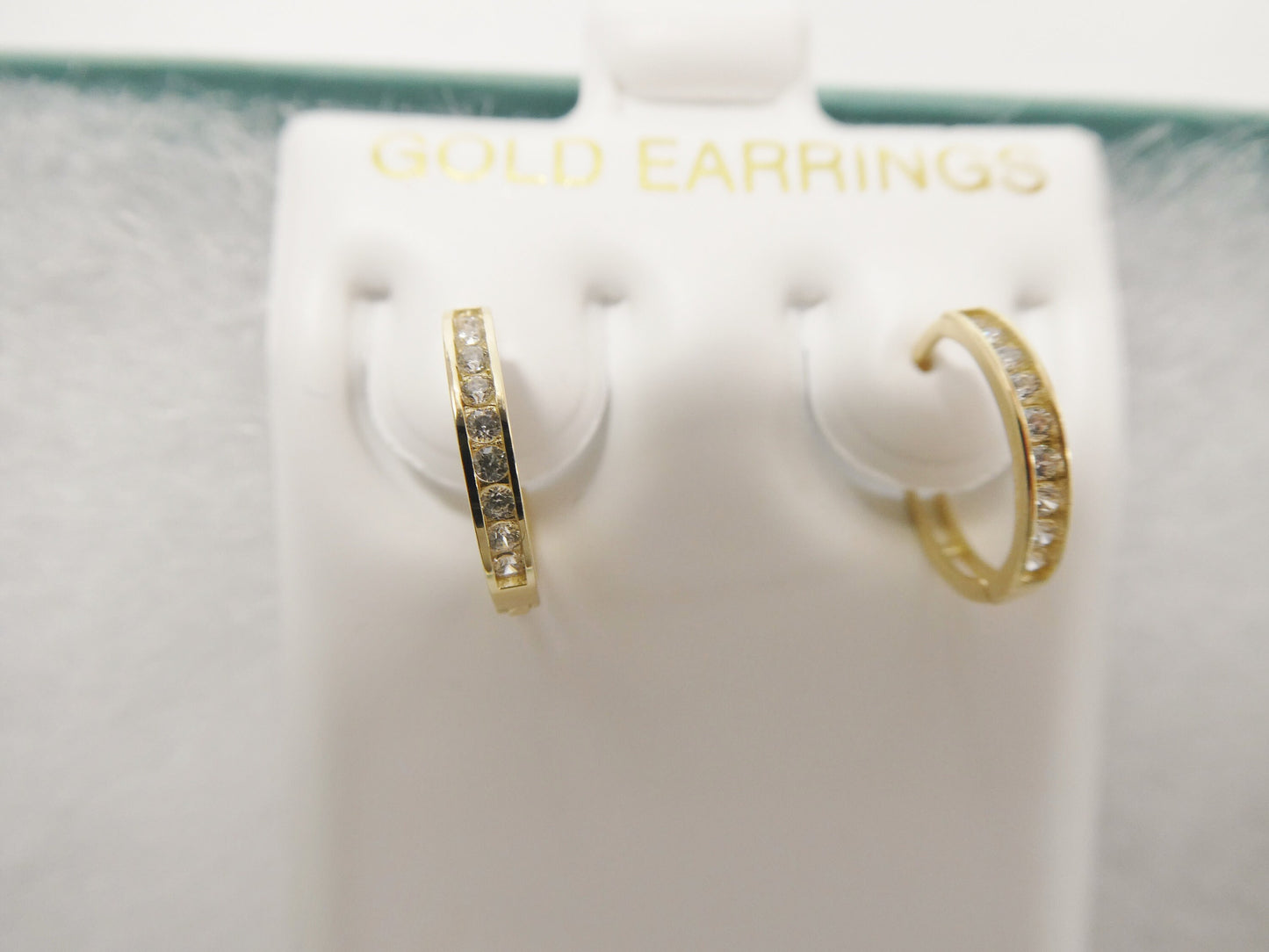 real 10k solid yellow gold cz earring / cartilage daith hoop huggie earring
