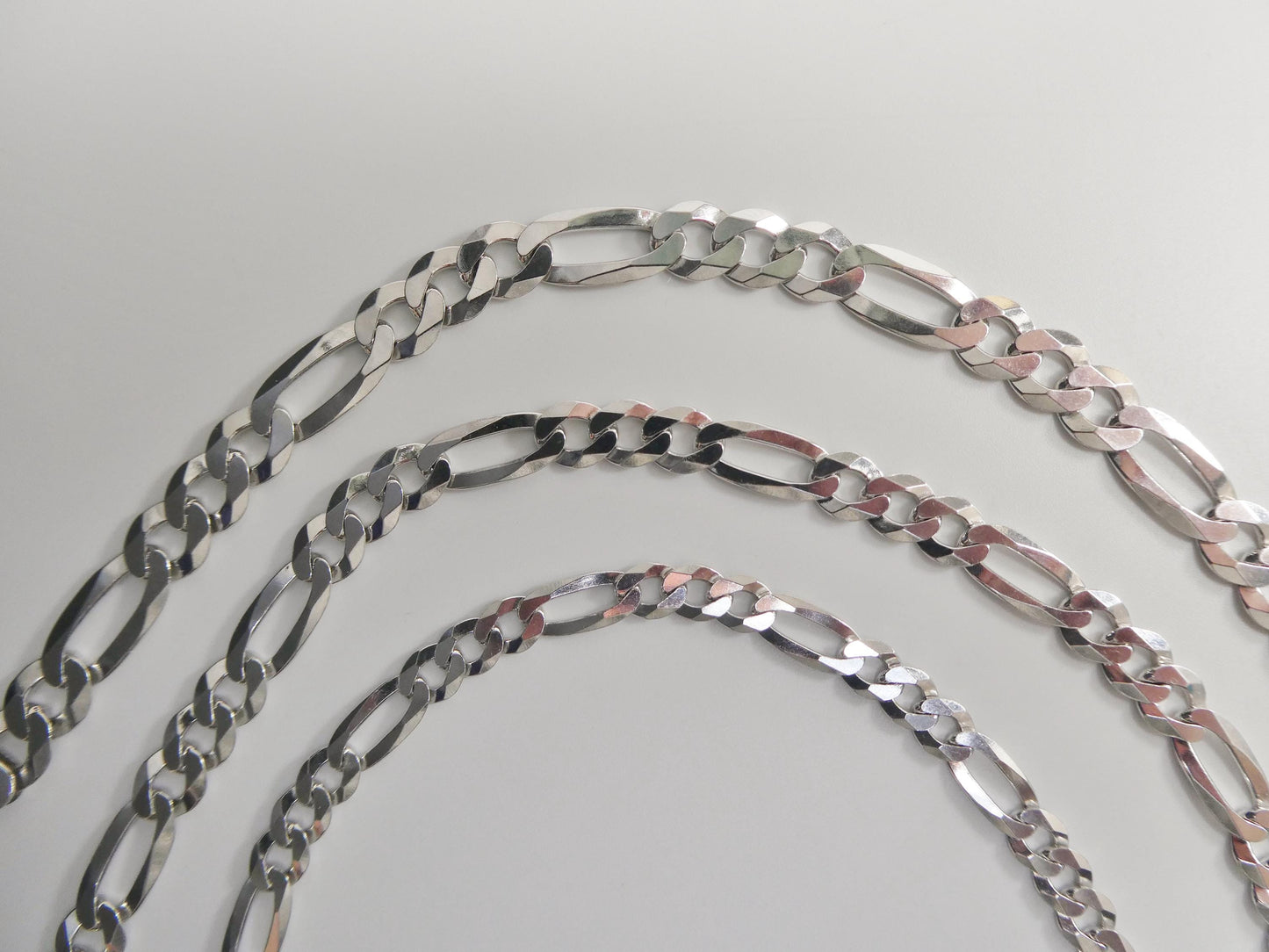 real 925 sterling silver 8 inch flat figaro bracelet