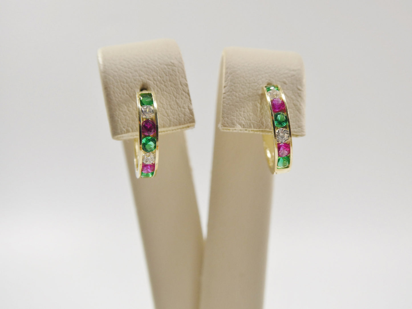 real 10k solid yellow gold 13mm prong setting huggie hoop earrings