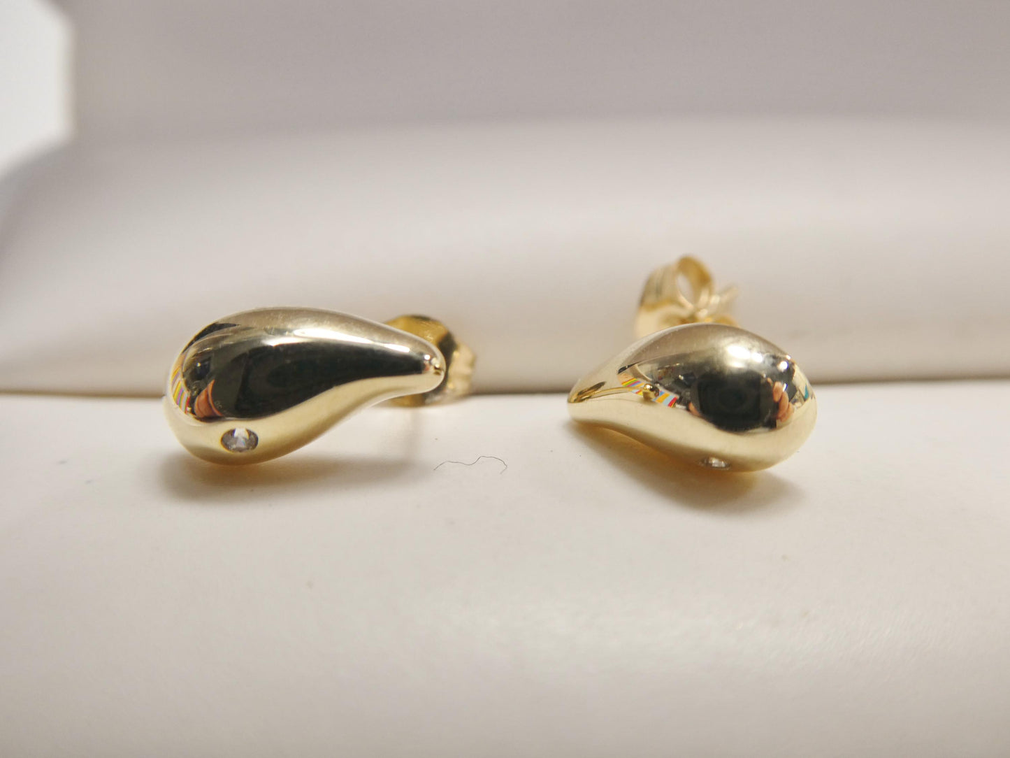 real 10k solid yellow gold teardrop push post earrings