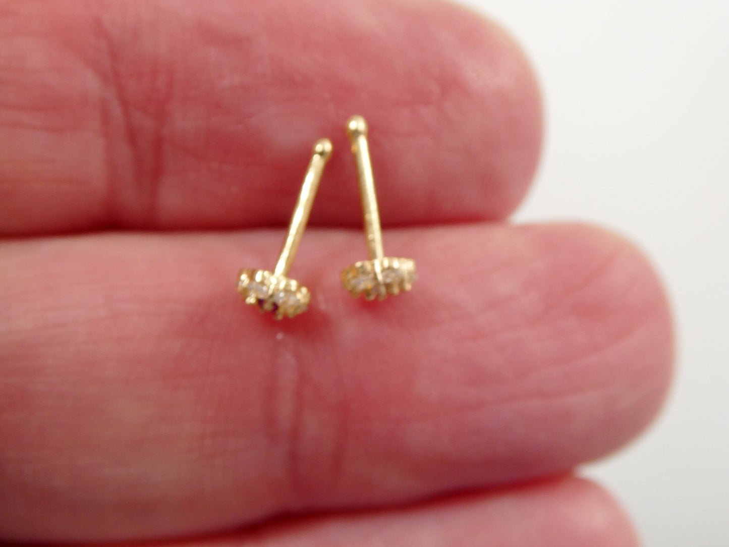 14k real solid yellow gold flower shape nose stud ring
