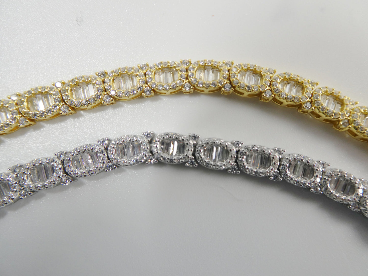 7 inch tennis style real 925 sterling silver 14k gold color finish bracelet