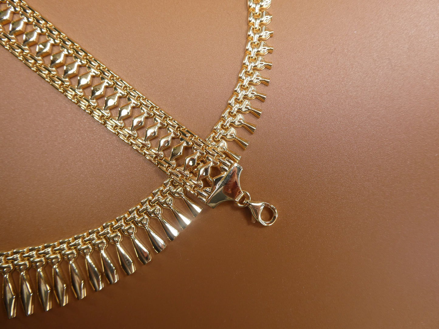 14k yellow gold tone color Cleopatra set necklace and bracelet over real 925 sterling silver