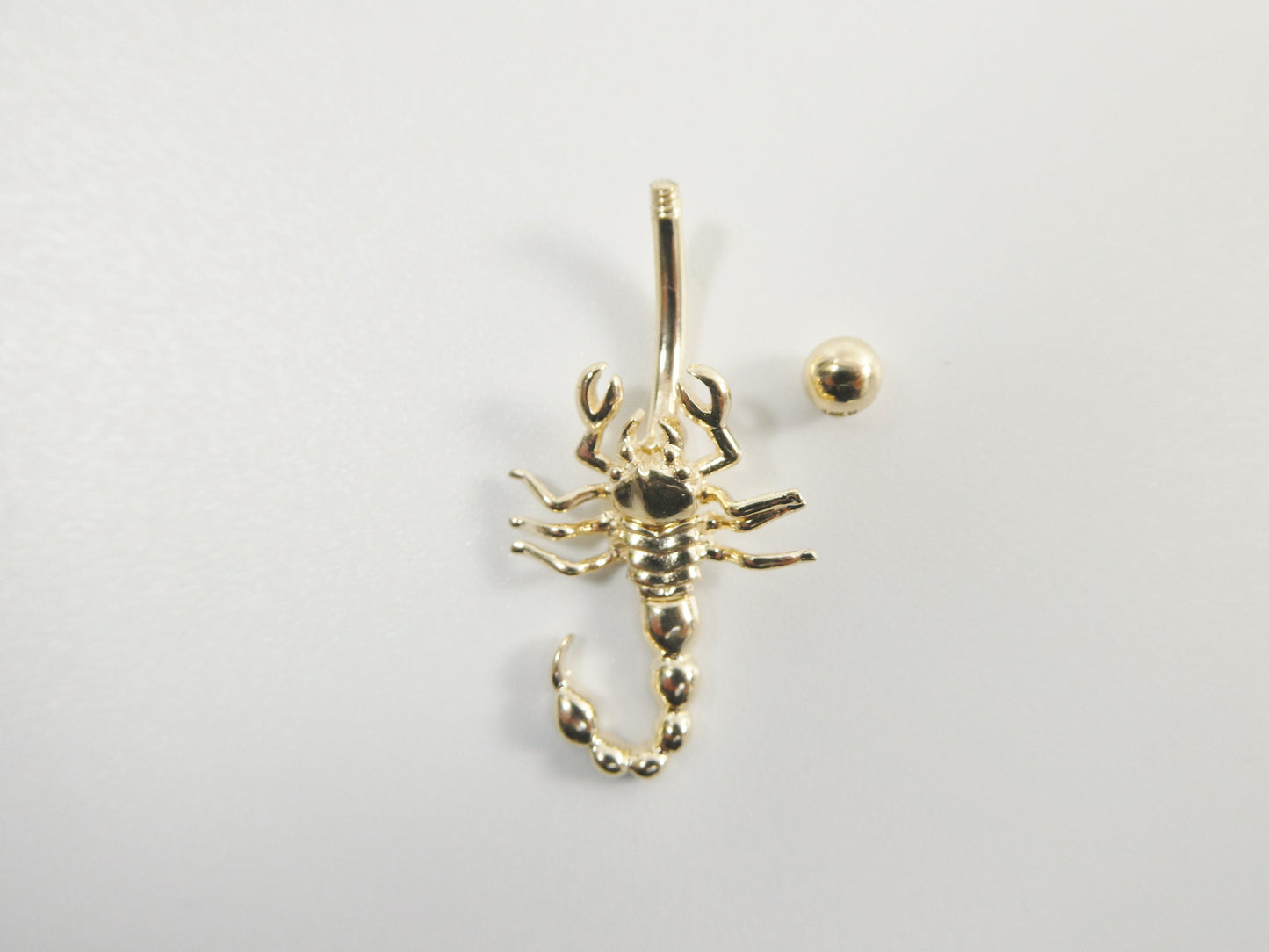 14k real solid yellow gold scorpion dangling belly button ring piercing