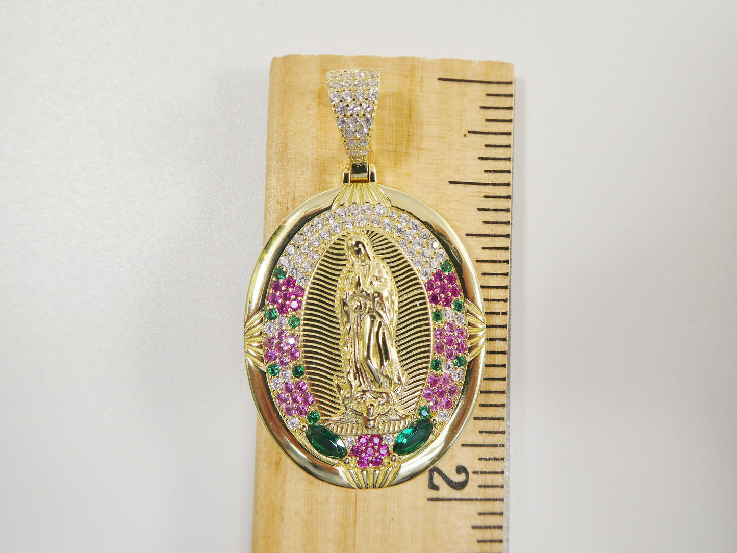 real 925 sterling silver large guadalupe virgin mary medallion pendent