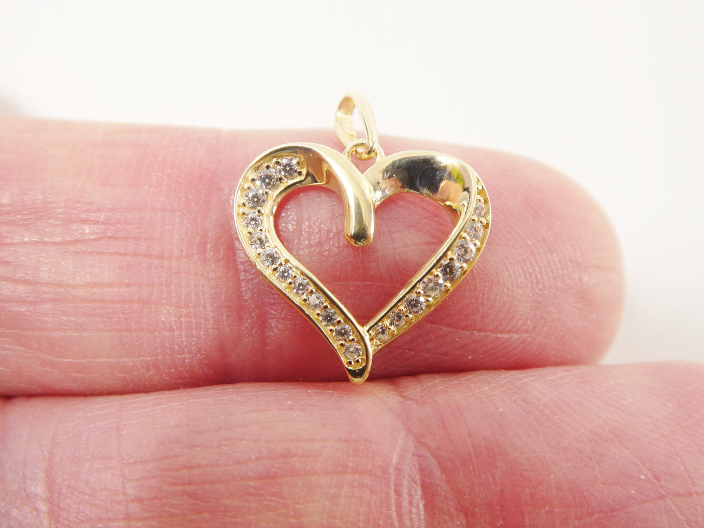 14k real solid yellow gold heart high polish charm pendent