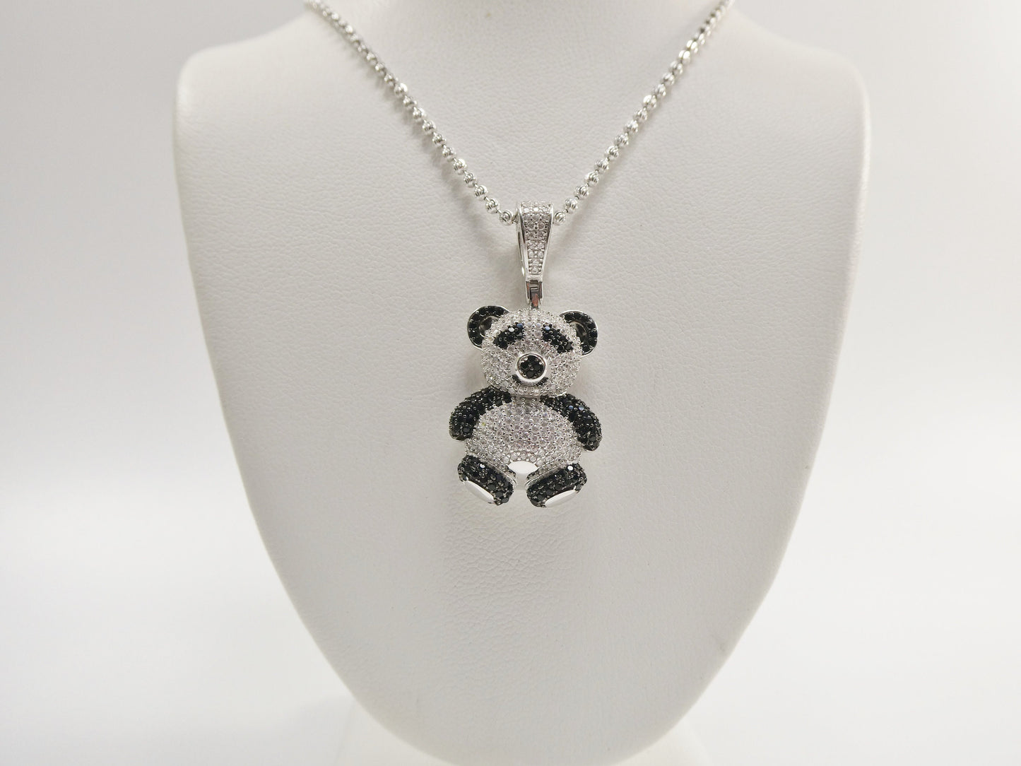 real 925 sterling silver teddy bear pendent and 2mm moon chain