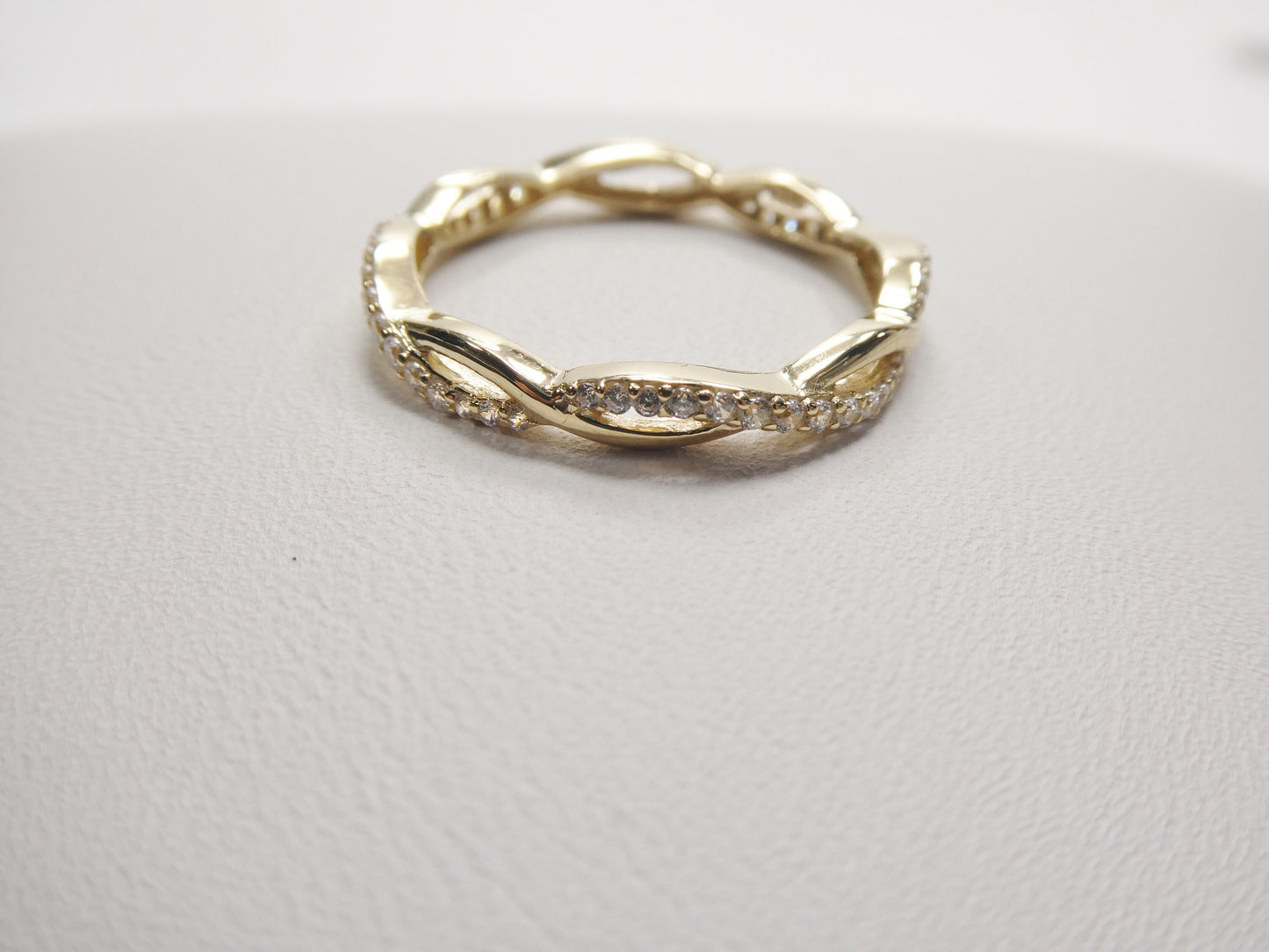 real 10k solid yellow gold women's classic micro pave setting ring