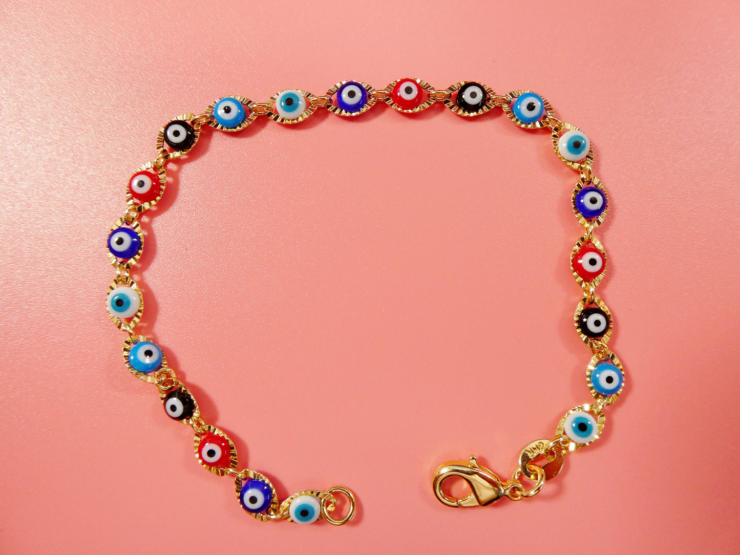 5.5 inch 18k gold filled multi color EVIL EYE baby bracelet