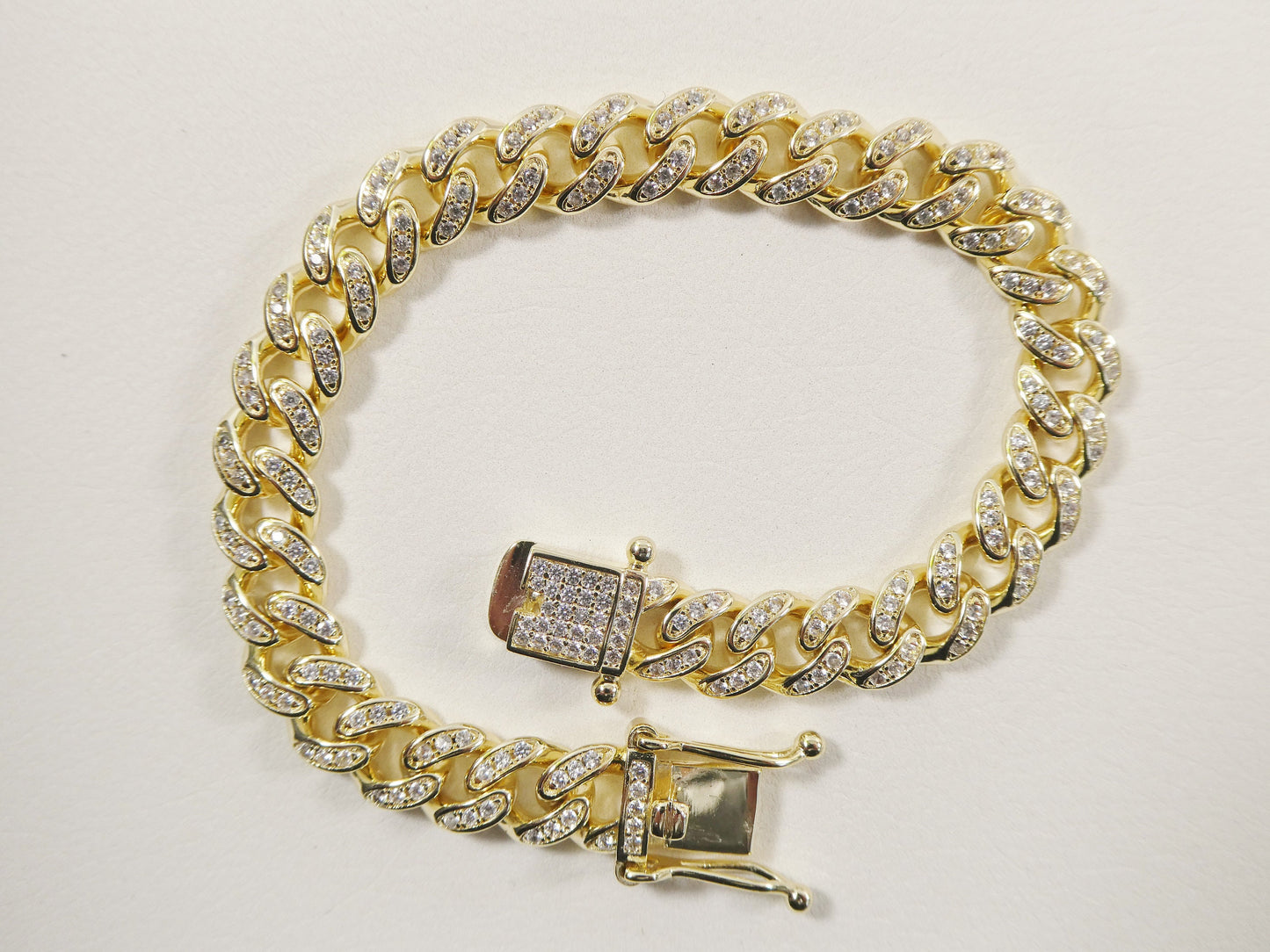 18k yellow gold filled 8mm full stone prong setting bracelet 7" 8" length