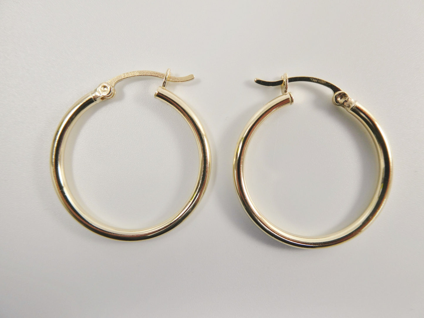 real 10k solid yellow gold plain high polish 25mm hoop earrings