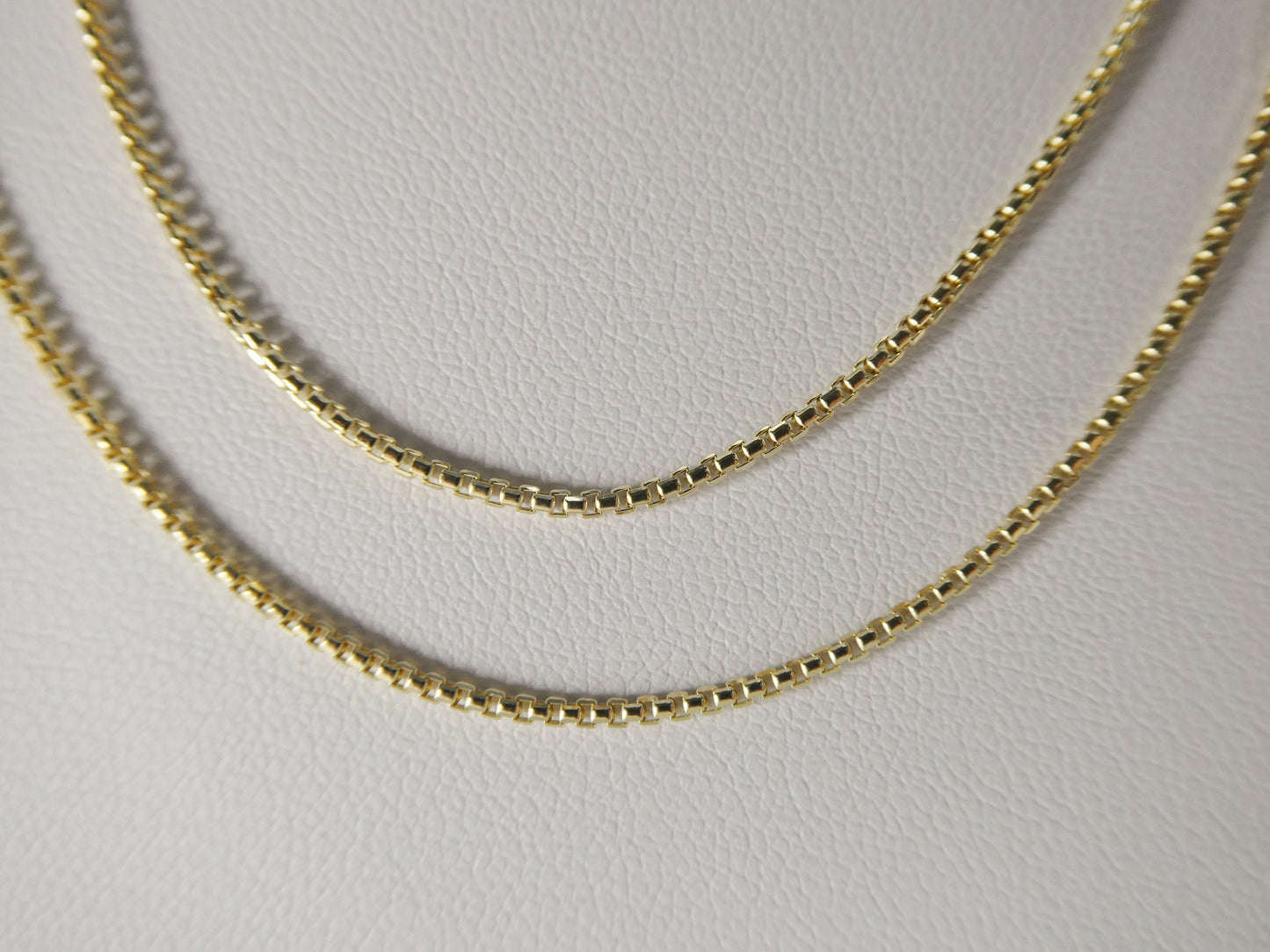 14k real solid yellow gold tiny small 2MM round box chain necklace