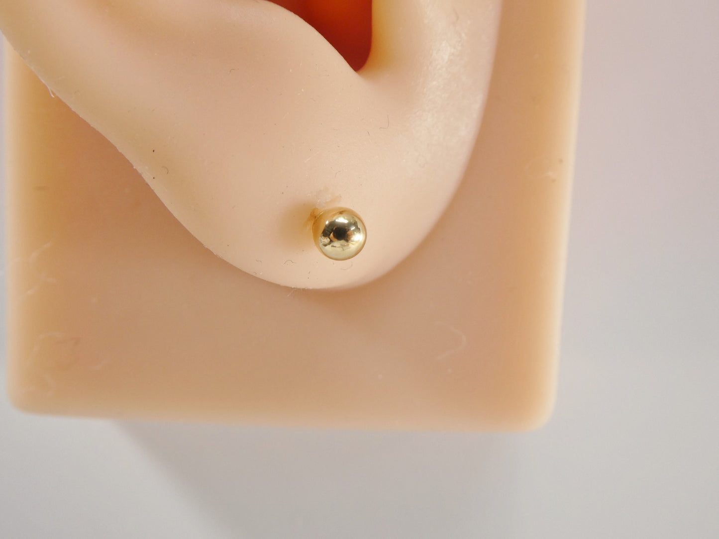2MM/3mm/4mm 14k real solid yellow gold ball cartilage flat screw back piercing