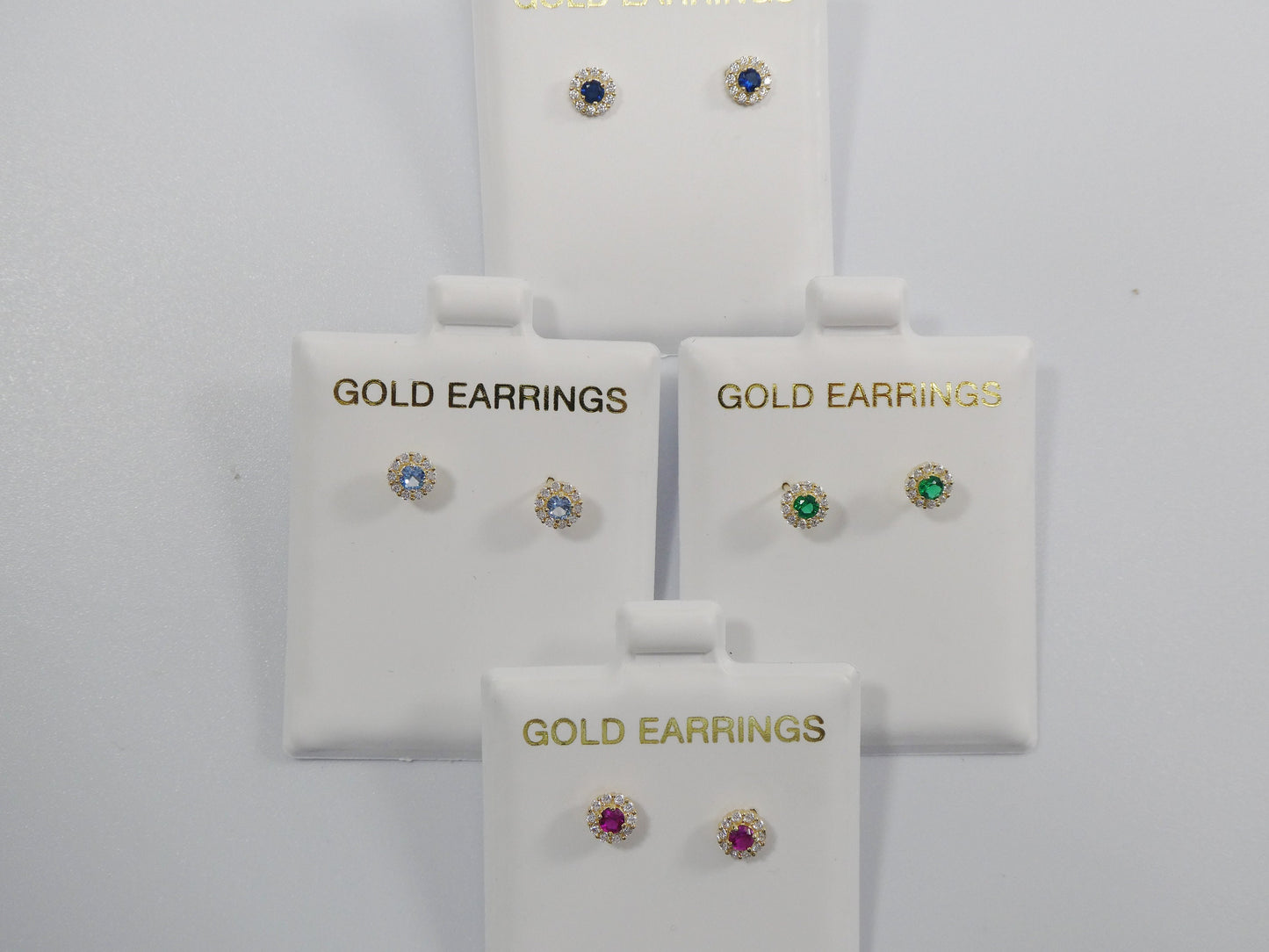 10k real solid yellow gold screw back children birth stone earring round shape