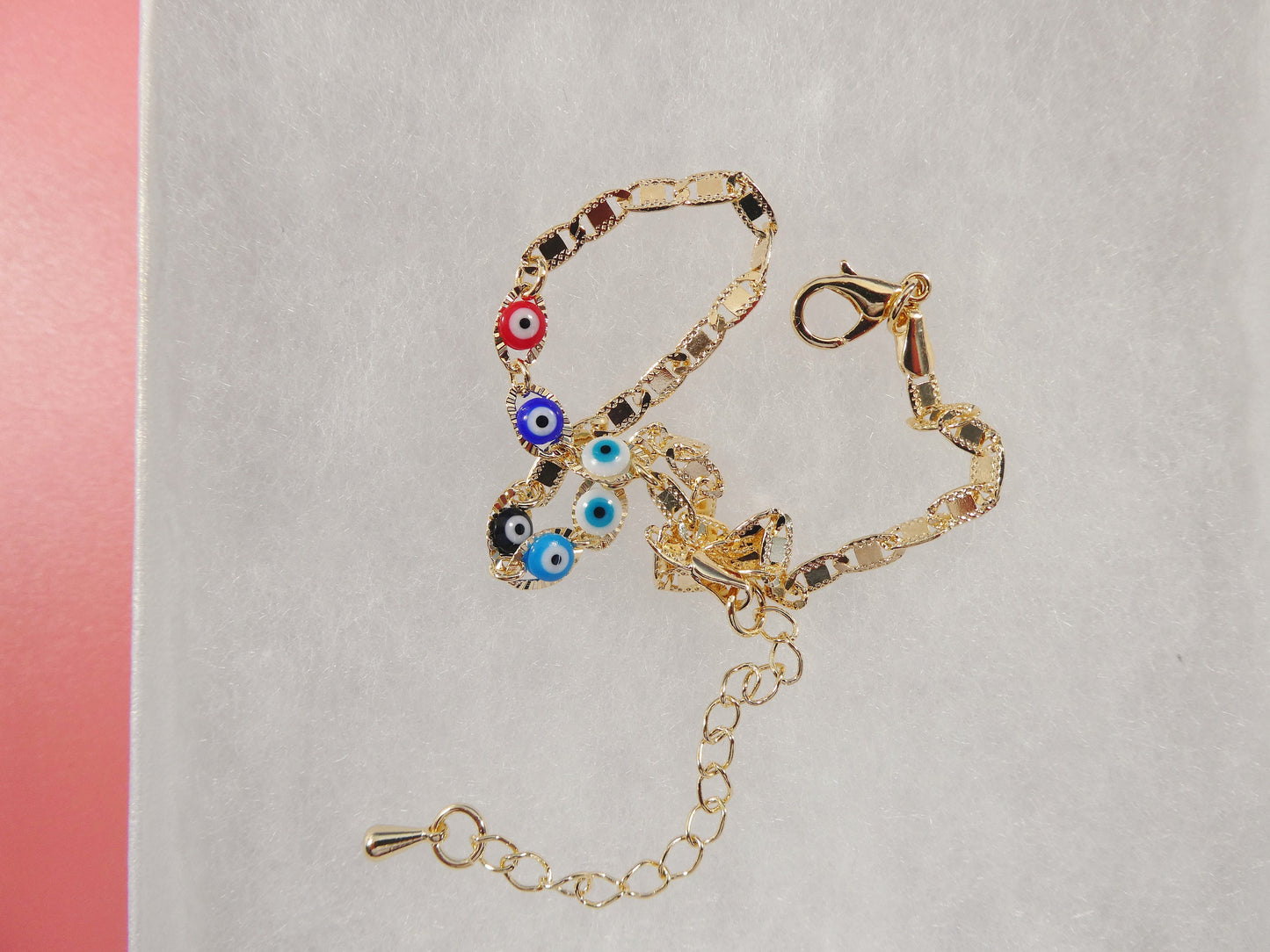 10 inch plus extension evil eye 18k gold filled ladies anklet bracelet mariner style