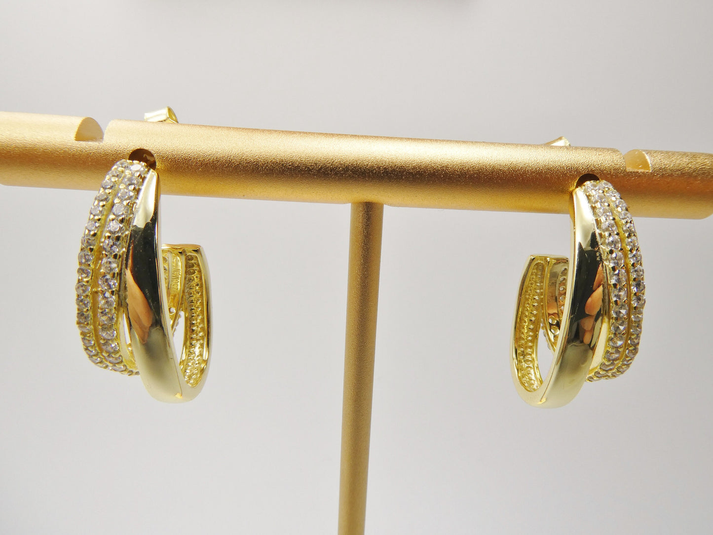 real 925 sterling silver yellow color finish push post earring