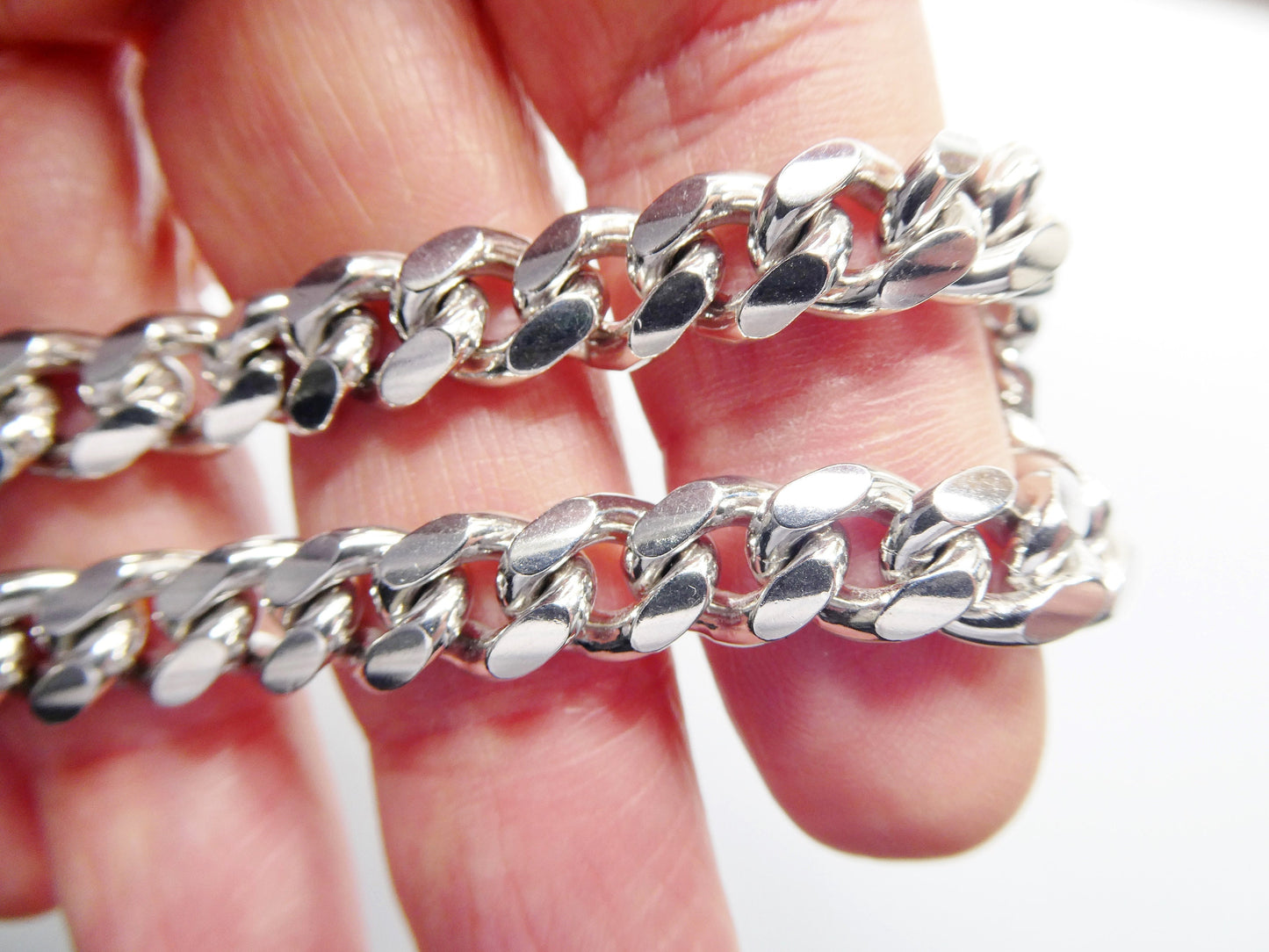 real 925 sterling silver 8mm solid link bracelet