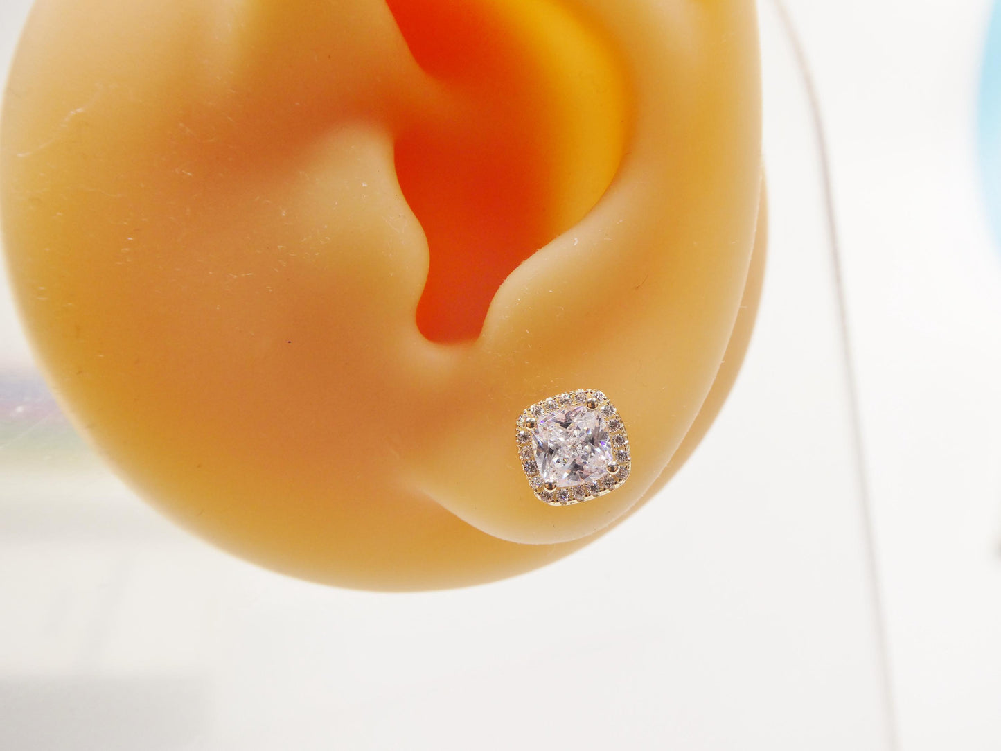 real 10k solid yellow gold push post women / men stud earring