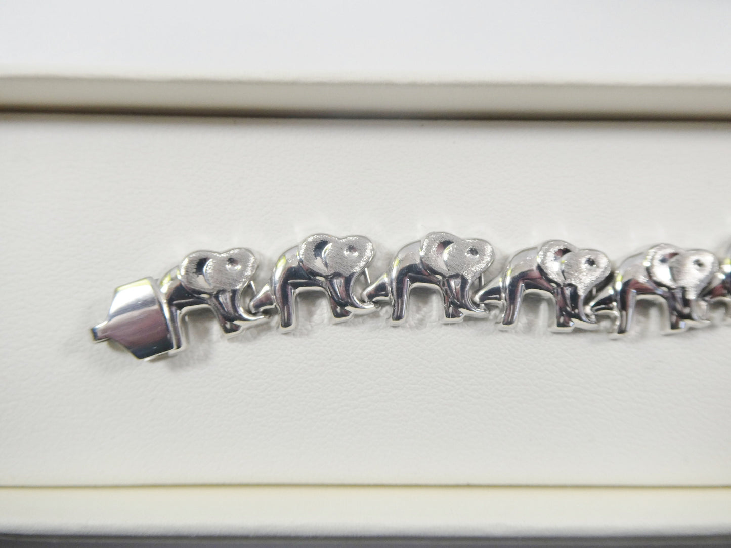 real 925 sterling silver 7 inch 8 inch elephant bracelet 14k white gold color finish
