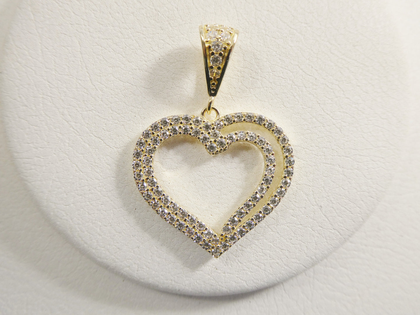 14k real solid yellow gold full stone setting heart charm pendent