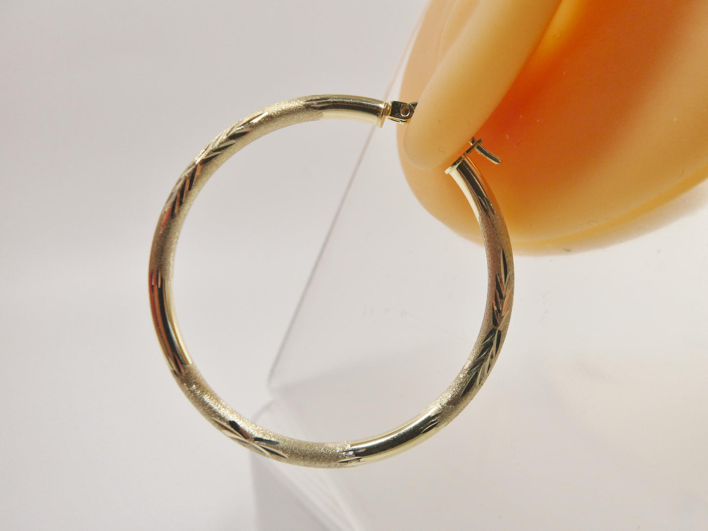 10k real solid yellow gold diamond cut hoop earrings