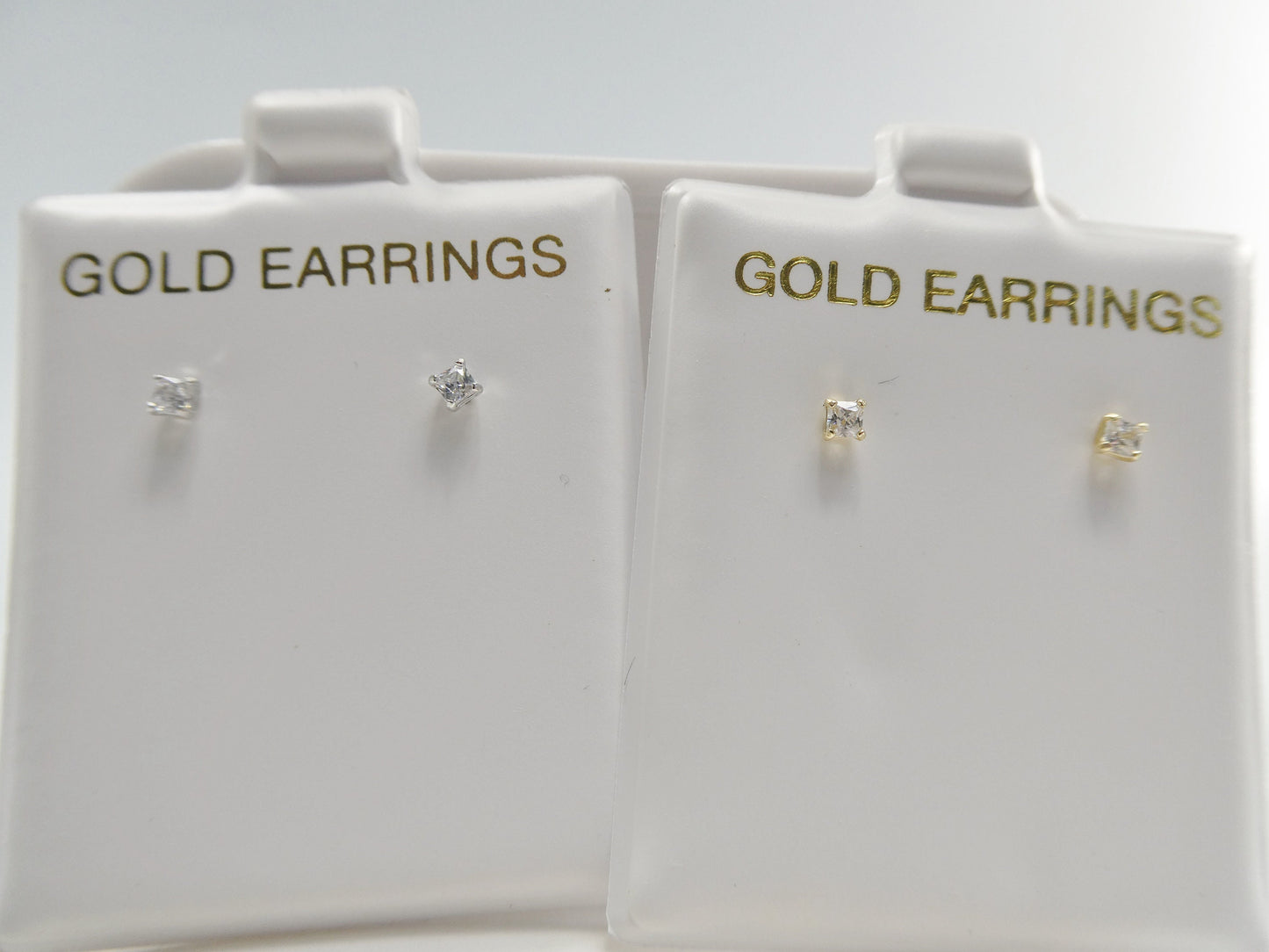 10k real solid yellow gold push post pair 2MM square nose earring
