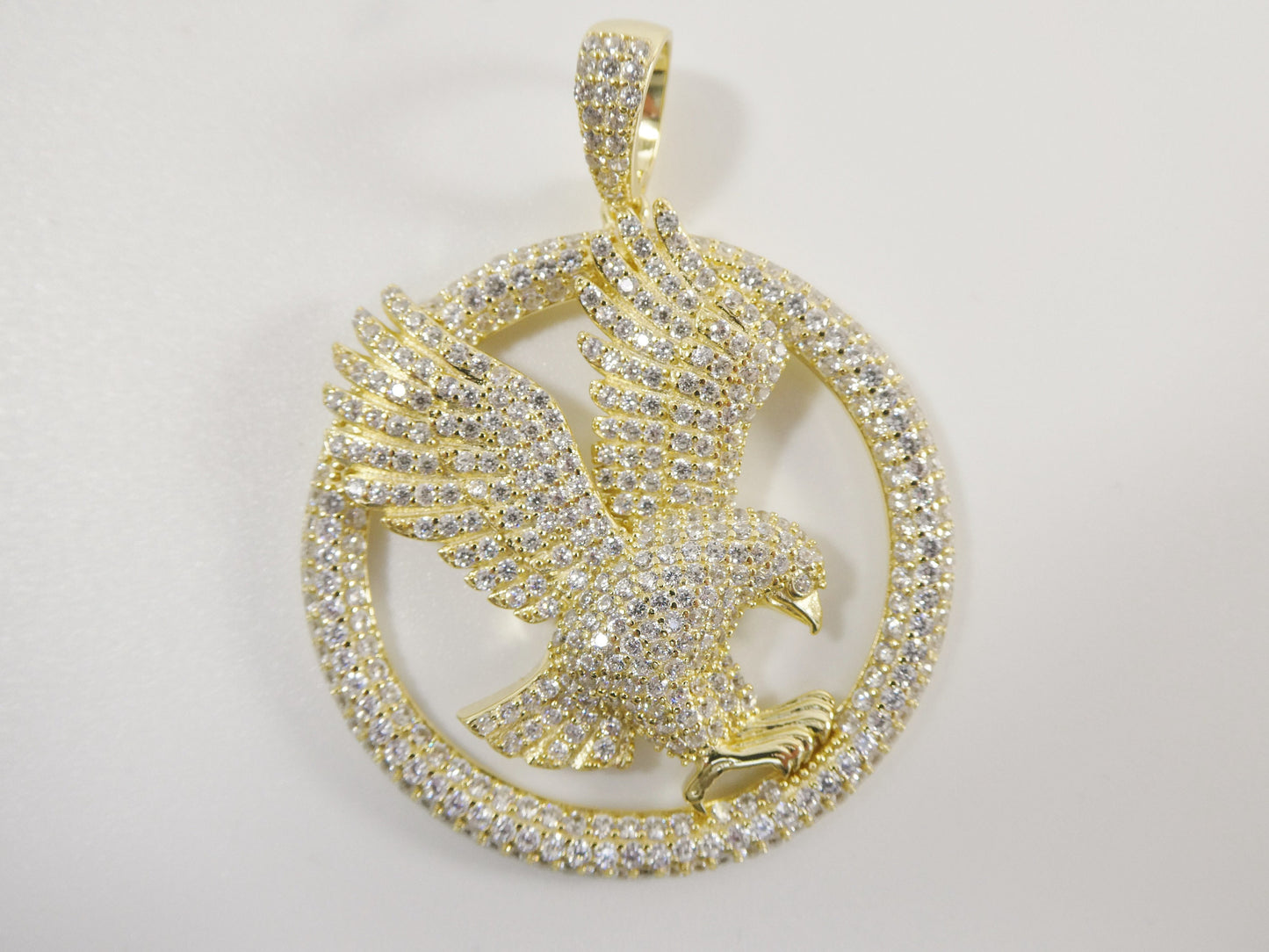 real 925 sterling silver full stone setting large eagle pendent