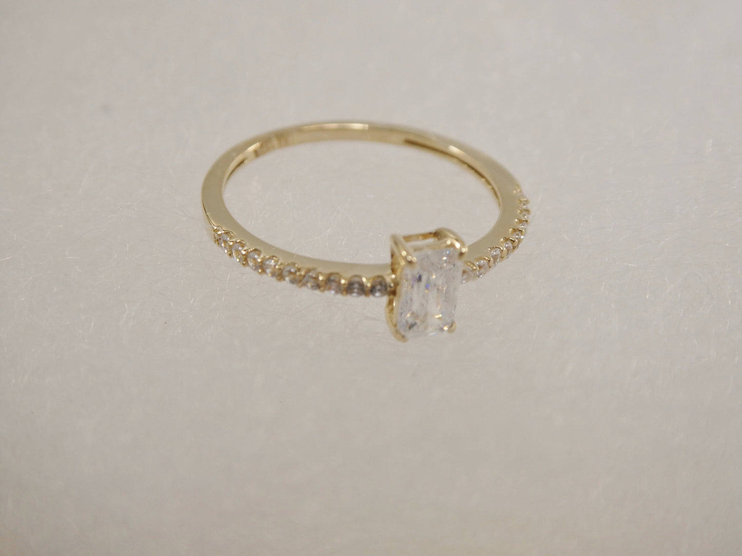 real 14k solid yellow gold women's classic micro pave setting pinky ring