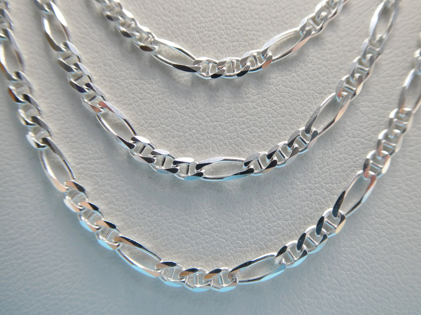 new style real 925 sterling silver 3MM Italian figaro / mariner solid chain lobster lock clasp