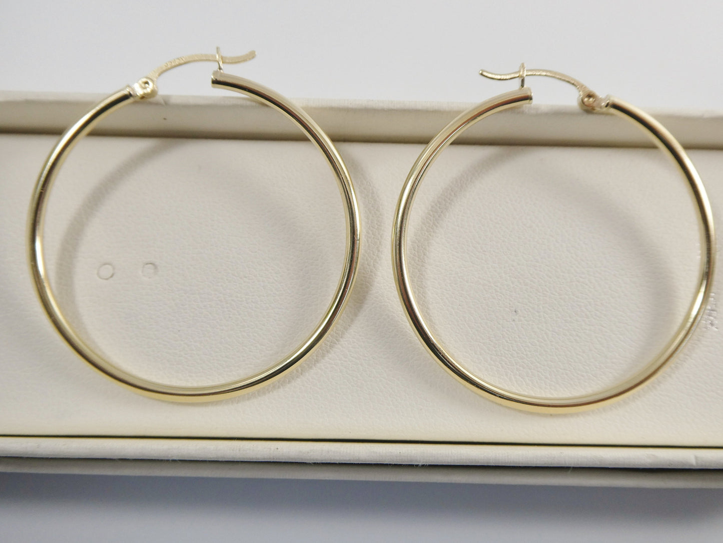 real 10k solid yellow gold plain high polish 40mm hoop earrings