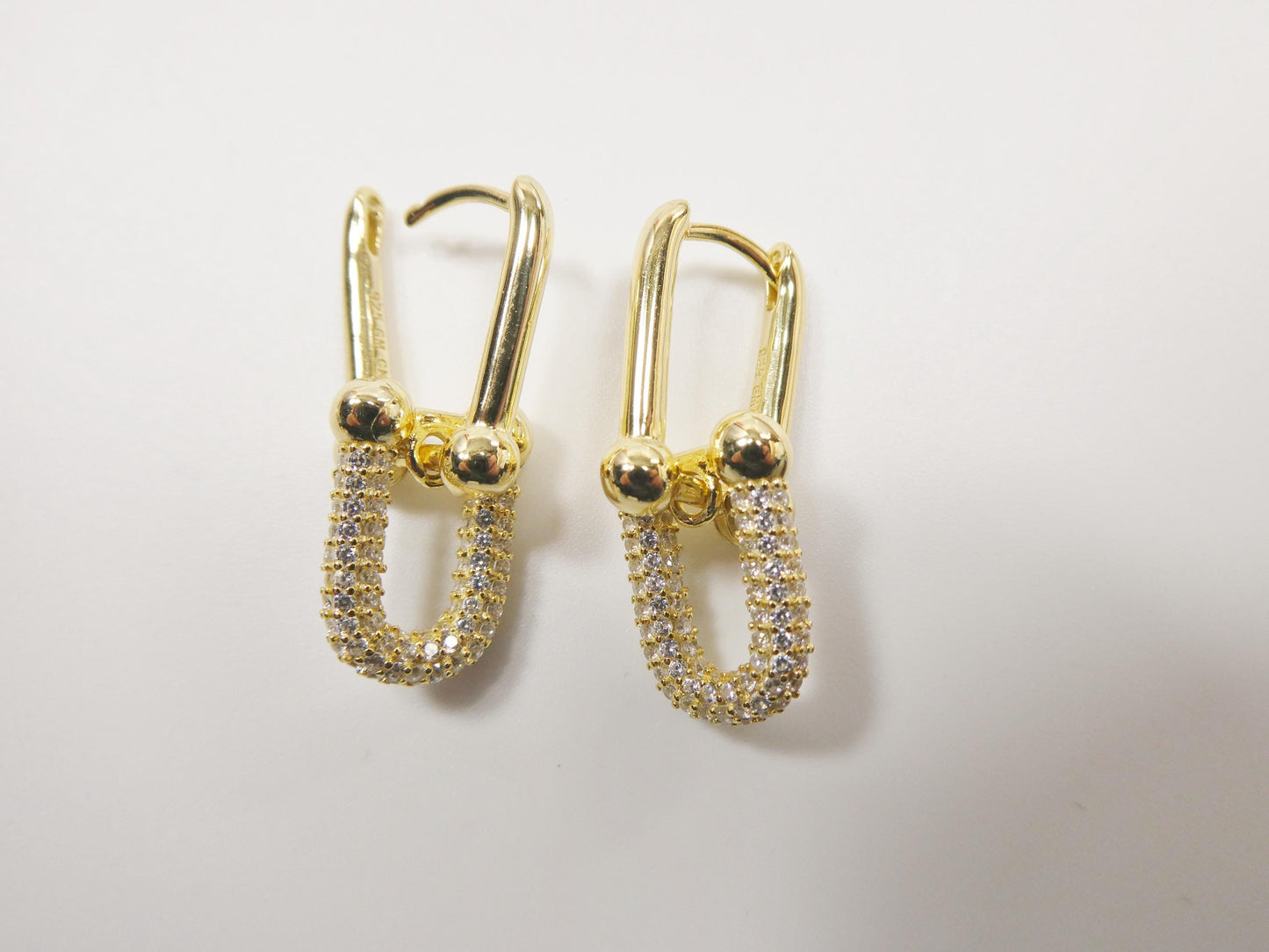 real 925 sterling silver u-shape paperclip earrings