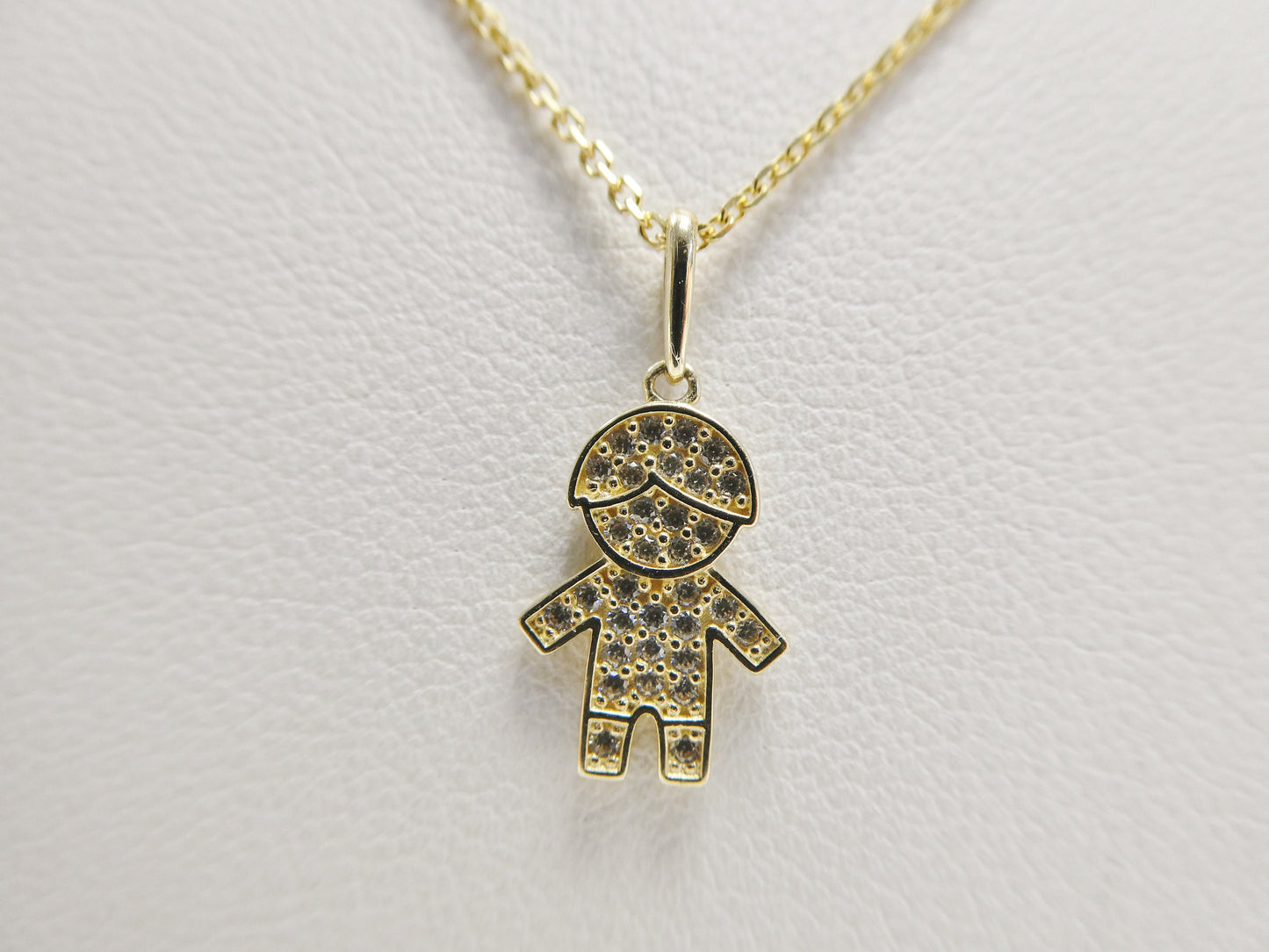 10k real solid yellow gold small boy pendent and 18 inch cable necklace