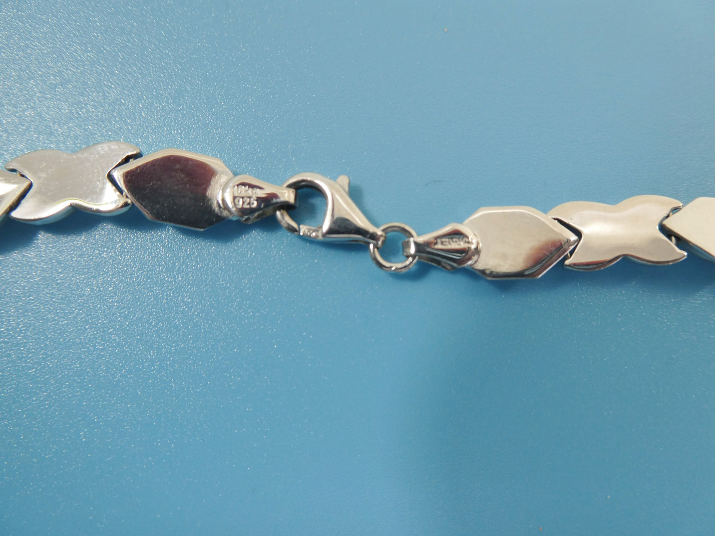 real 925 sterling silver double heart stampato set / necklace/ bracelet 14k white gold color finish