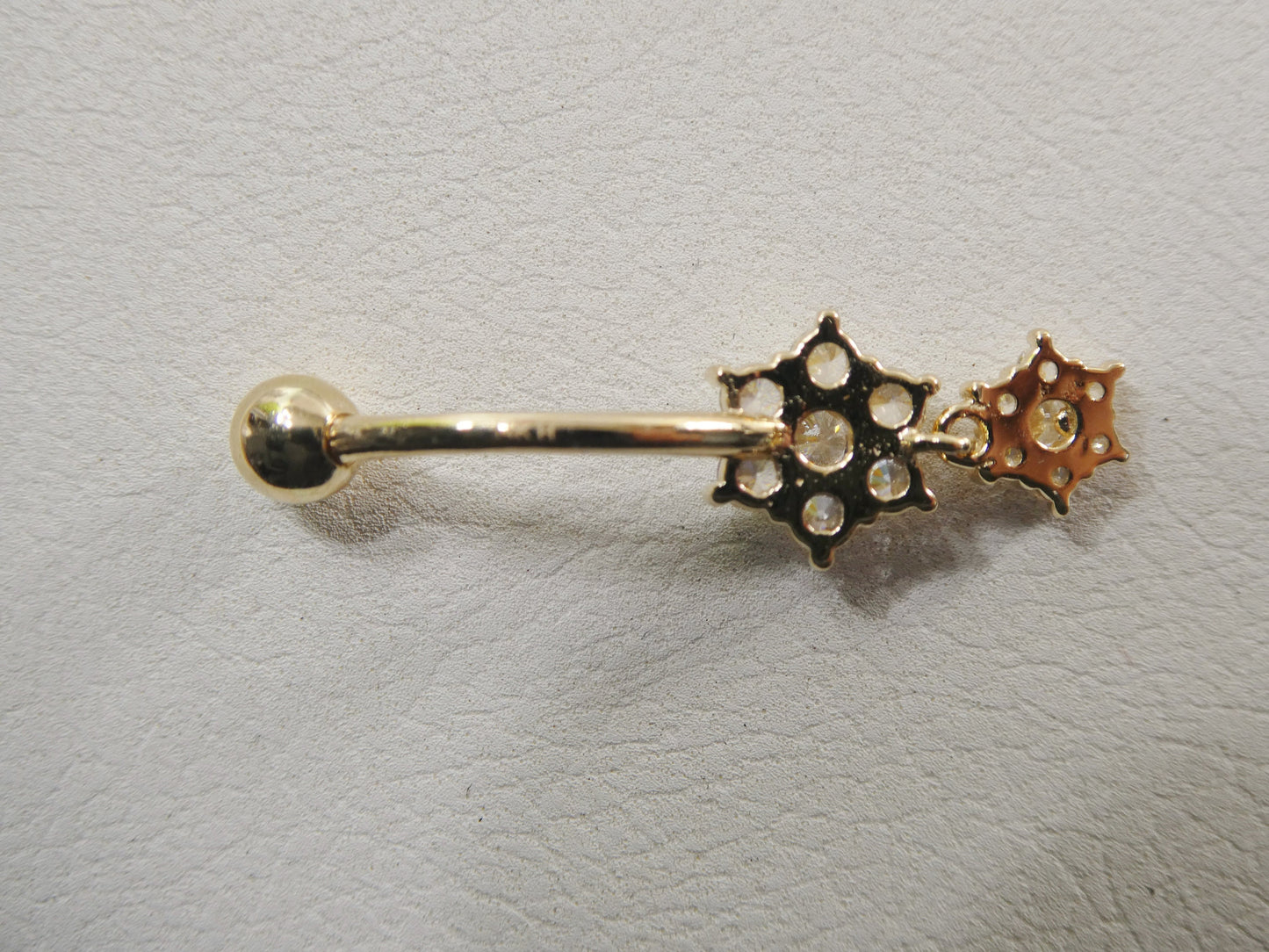 14k real solid yellow gold flower shaped belly button ring piercing