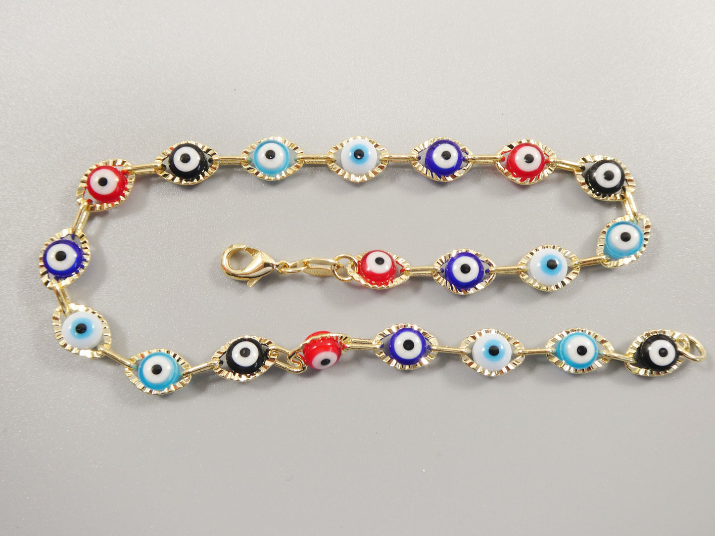 10 inch evil eye 18k gold filled ladies anklet bracelet