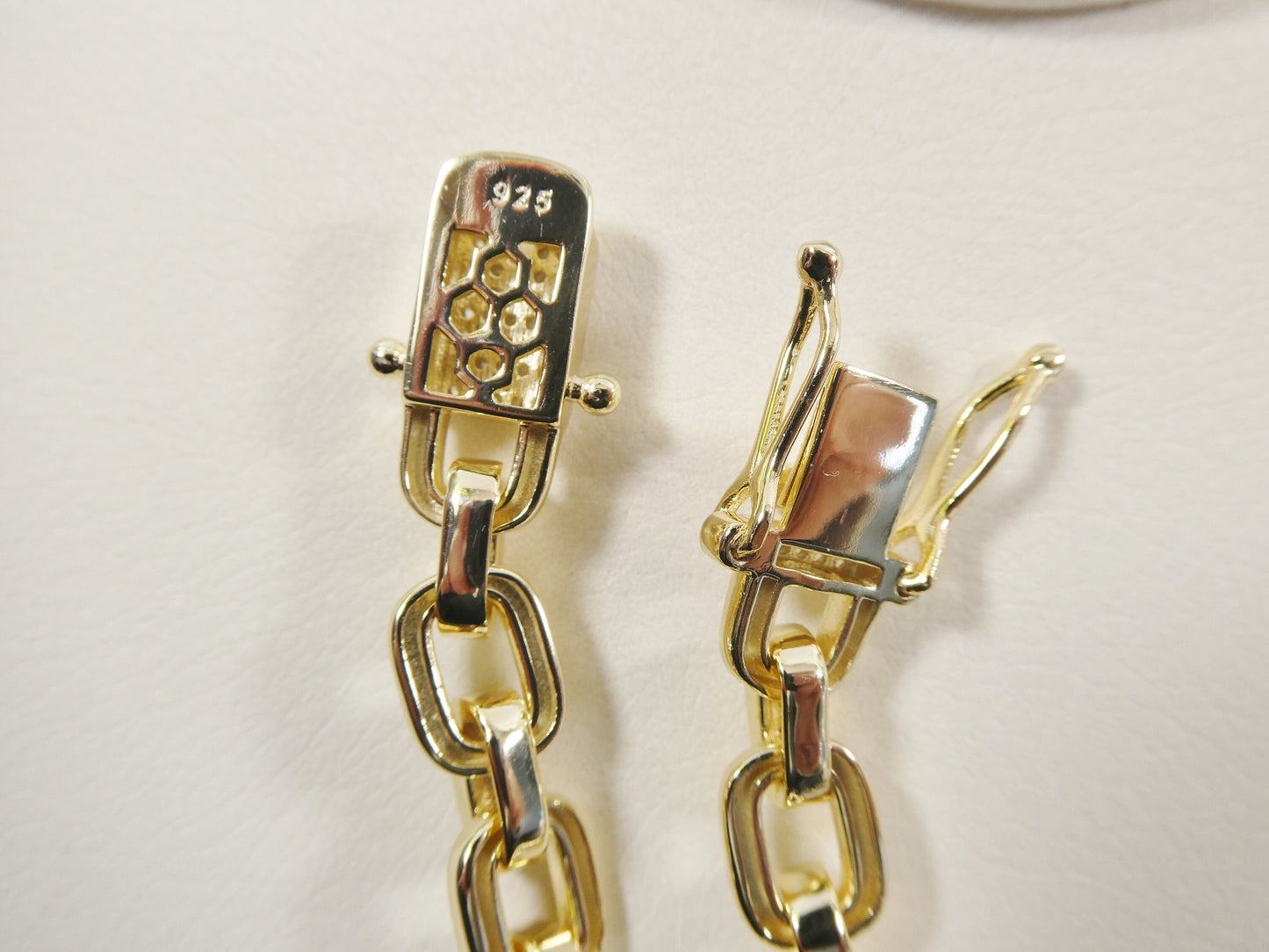 real 925 sterling silver 8mm paperclip necklace and bracelet box lock 14k yellow gold color finish