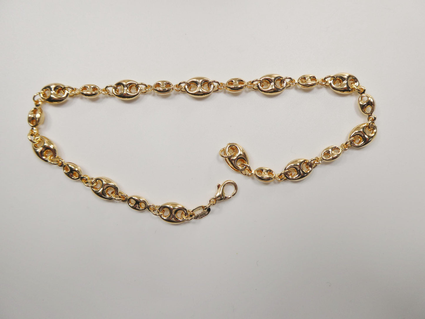 10 inch 14k gold filled puff mariner ladies anklet bracelet
