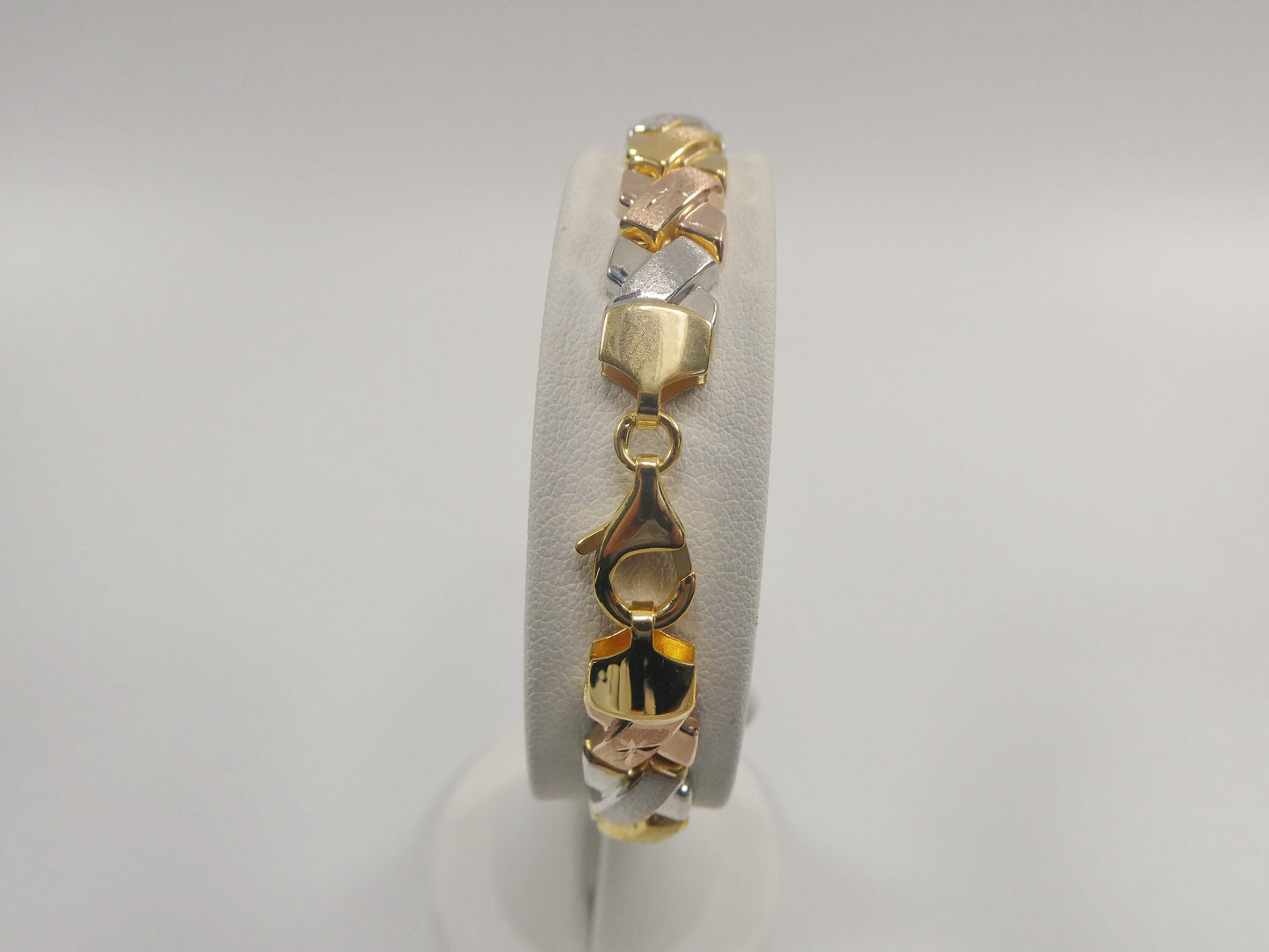 real 925 sterling silver stampato X bracelet 14k yellow gold finish