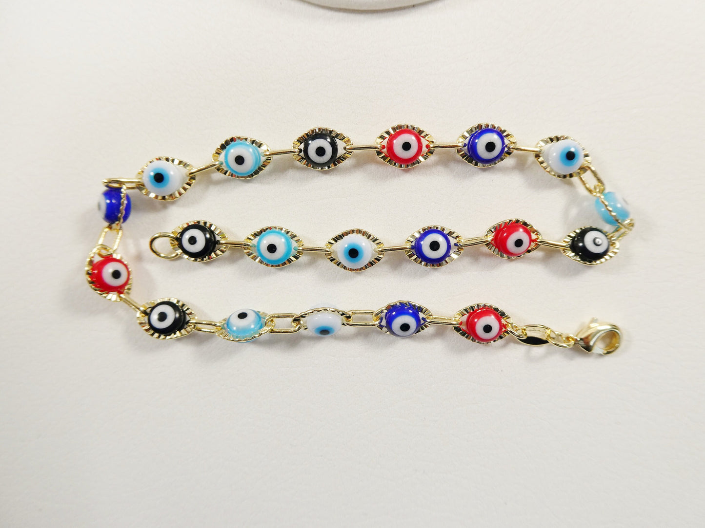 10 inch evil eye 18k gold filled ladies anklet bracelet