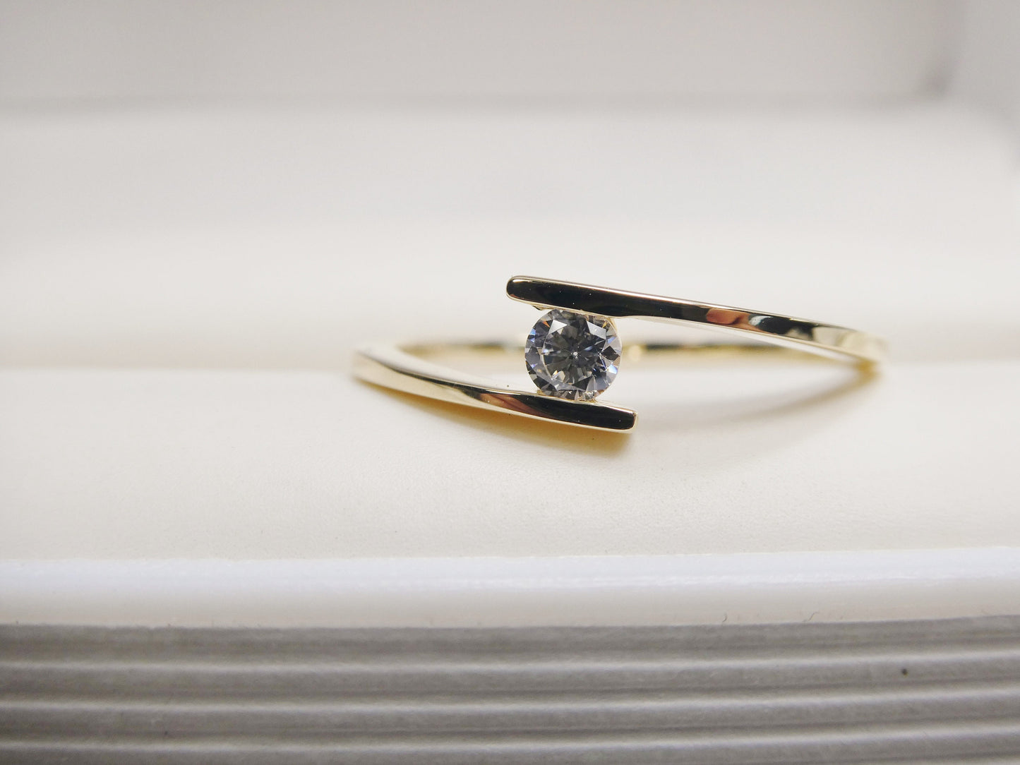 real 10k solid yellow gold women's classic micro pave setting ring
