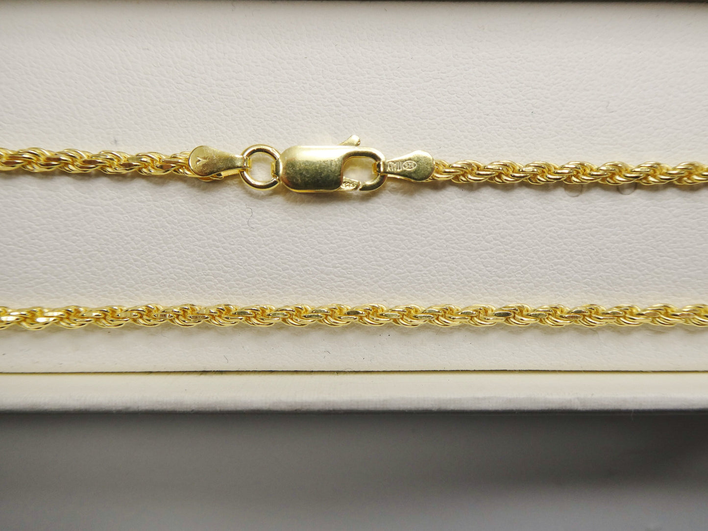 real 925 sterling silver solid rope chain 14k yellow gold finish