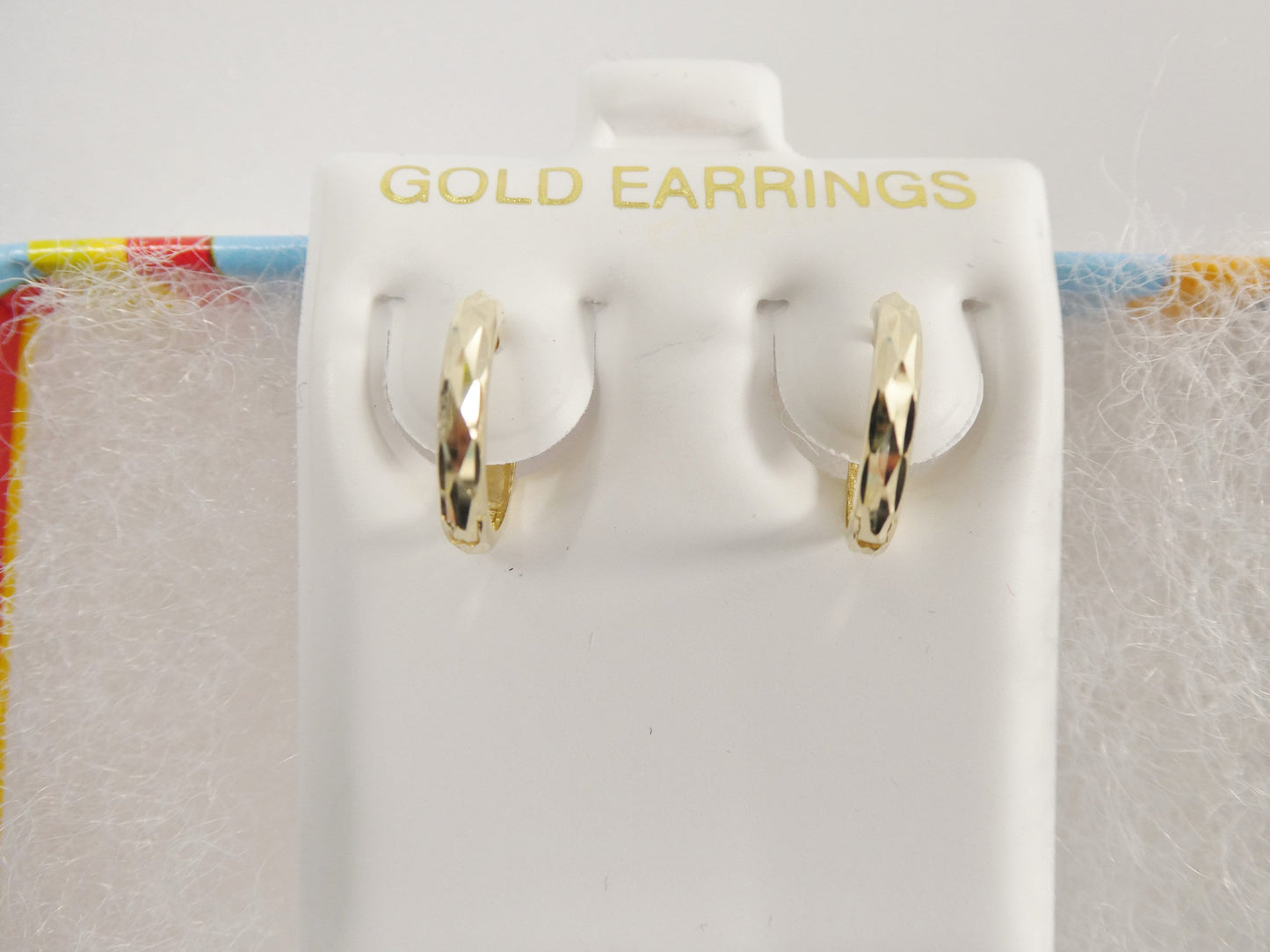 real 10k solid yellow gold 11.8mm laser cut hoop huggie earring