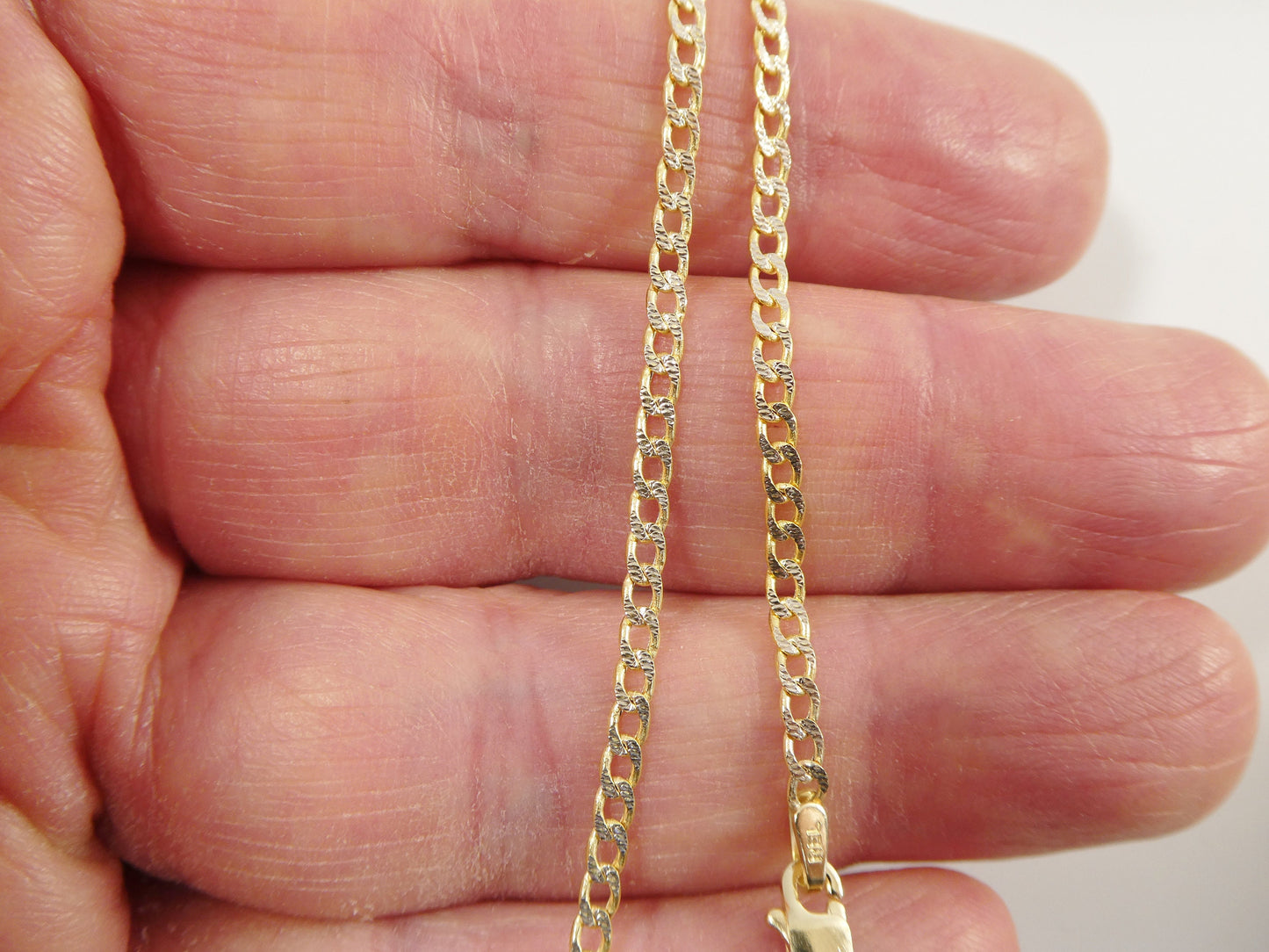 real 10k solid yellow gold two tone curb chain