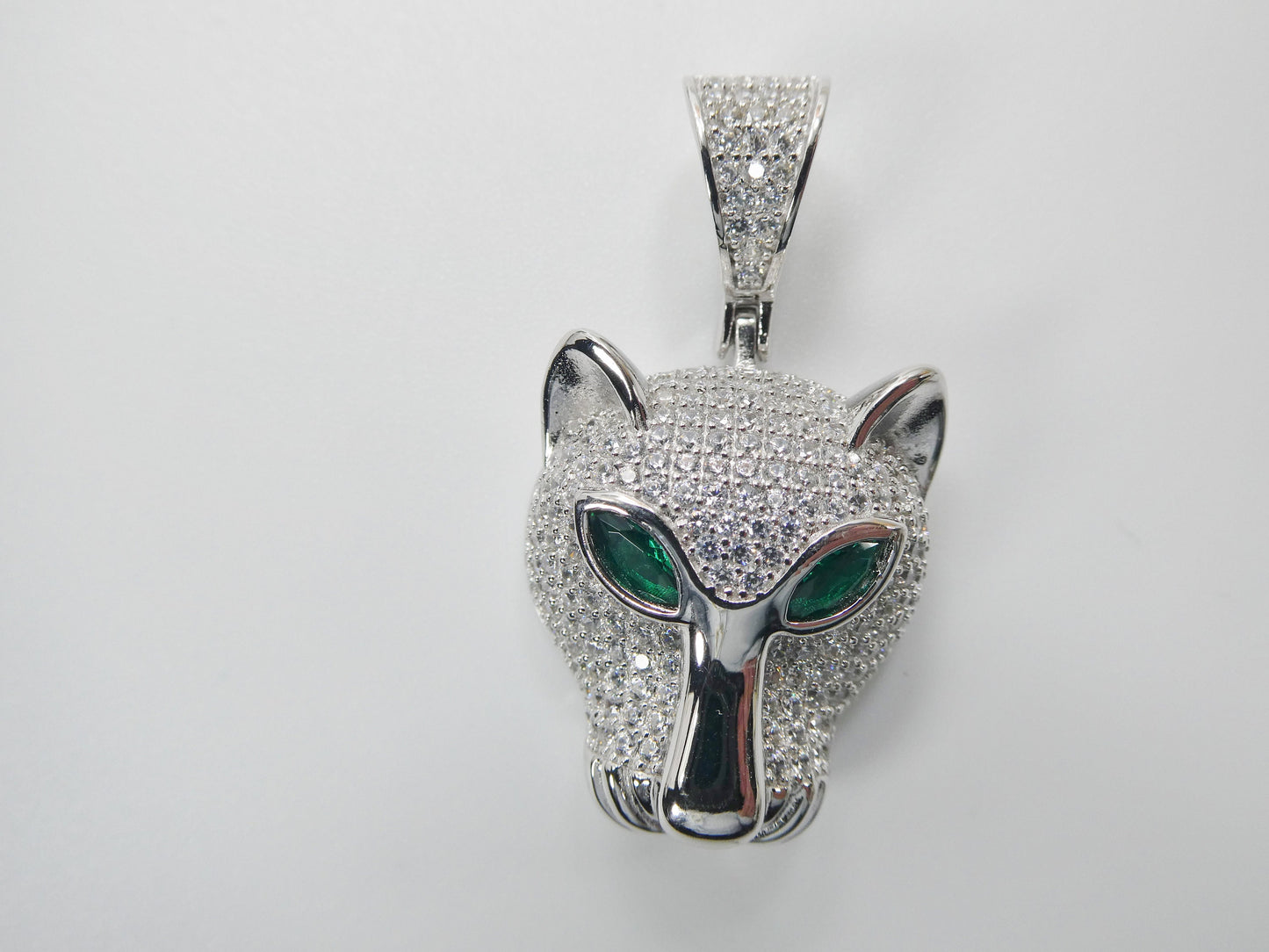 real 925 sterling silver full stone setting leopard designs pendent