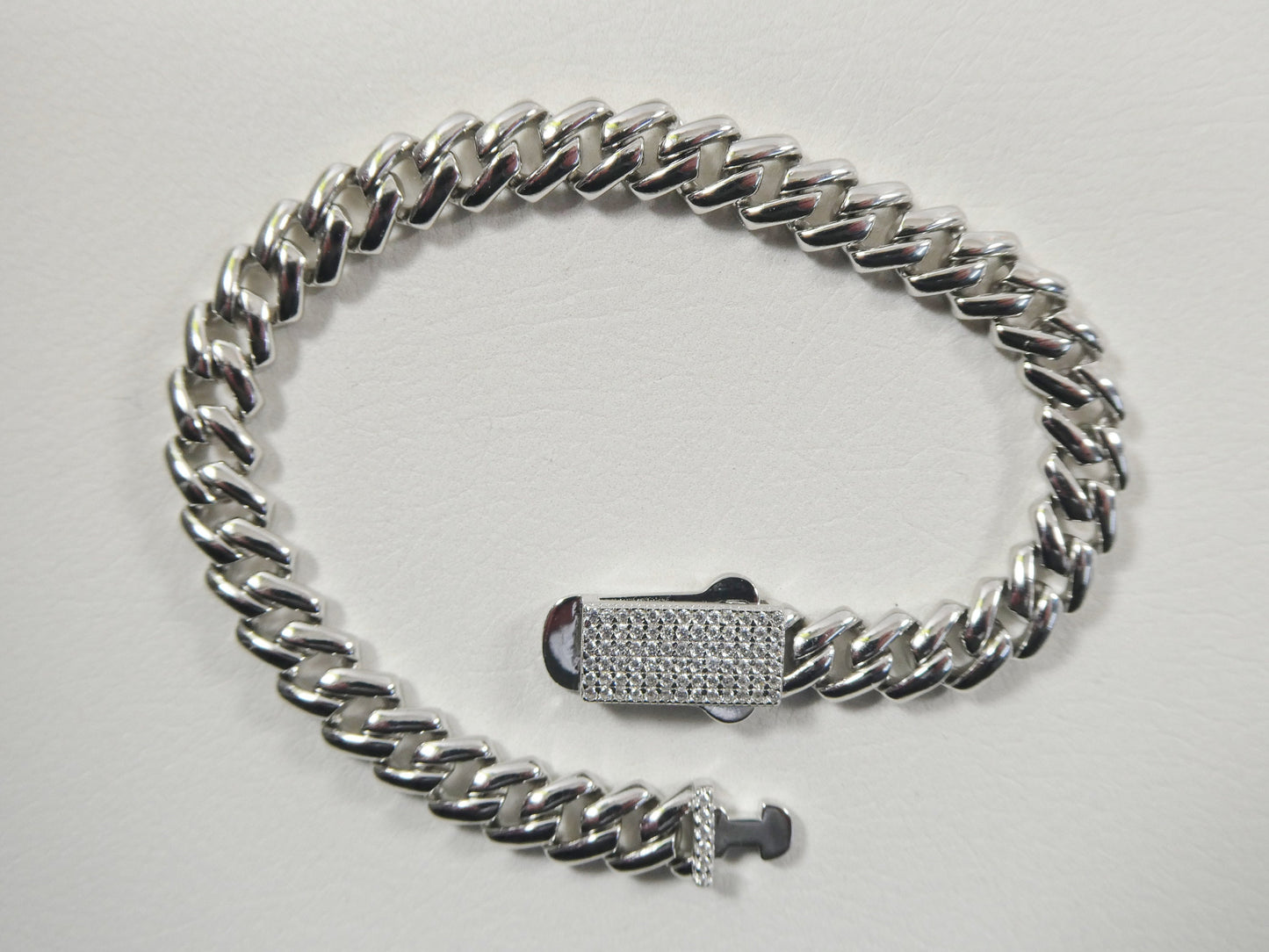 real 925 sterling silver 7mm solid Monaco style 14k white gold color finish